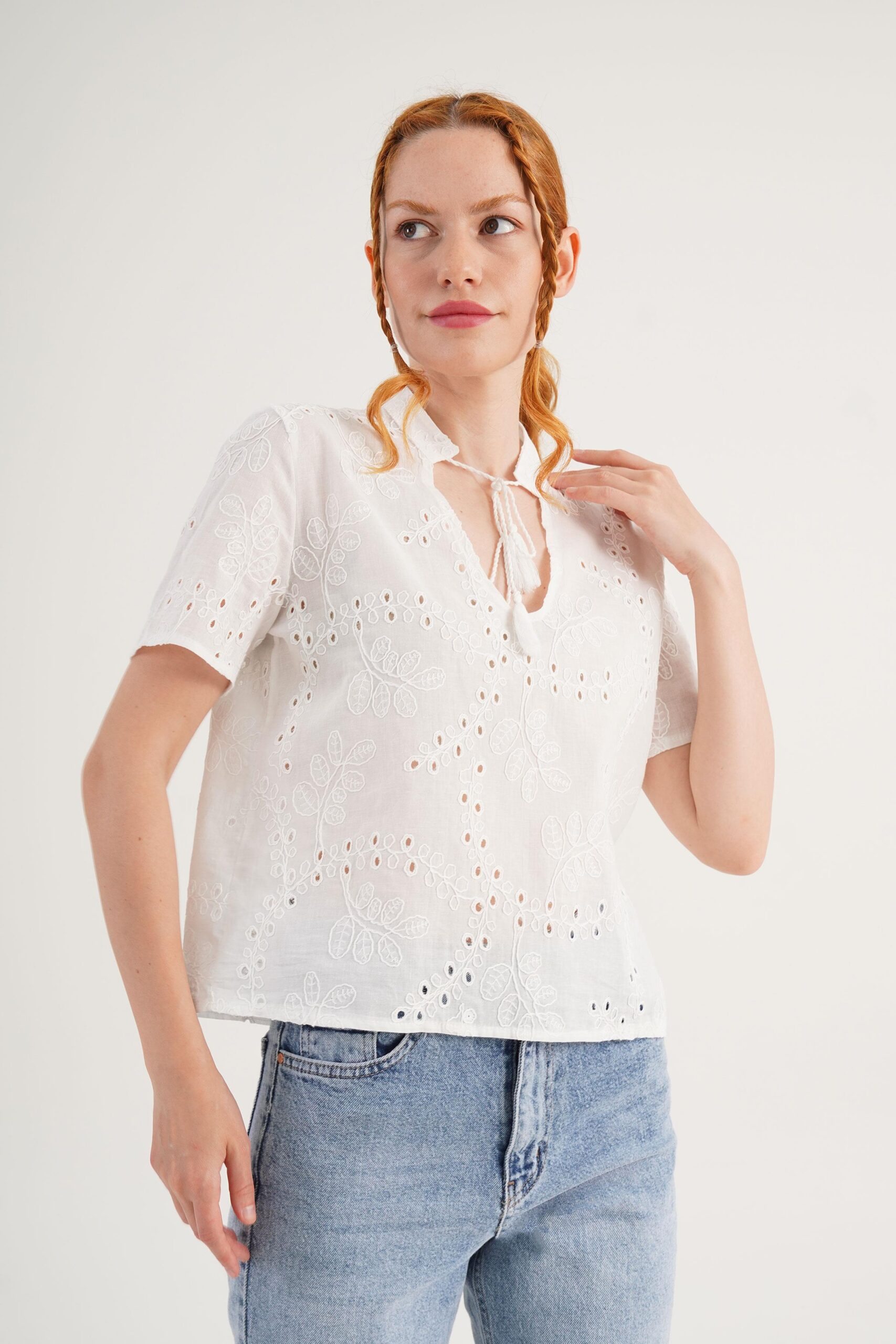 White Floral Casual Boho Blouse – Brand: Lustrin – Women & Kids, Baby Clothes Wholesale – TheBS Women