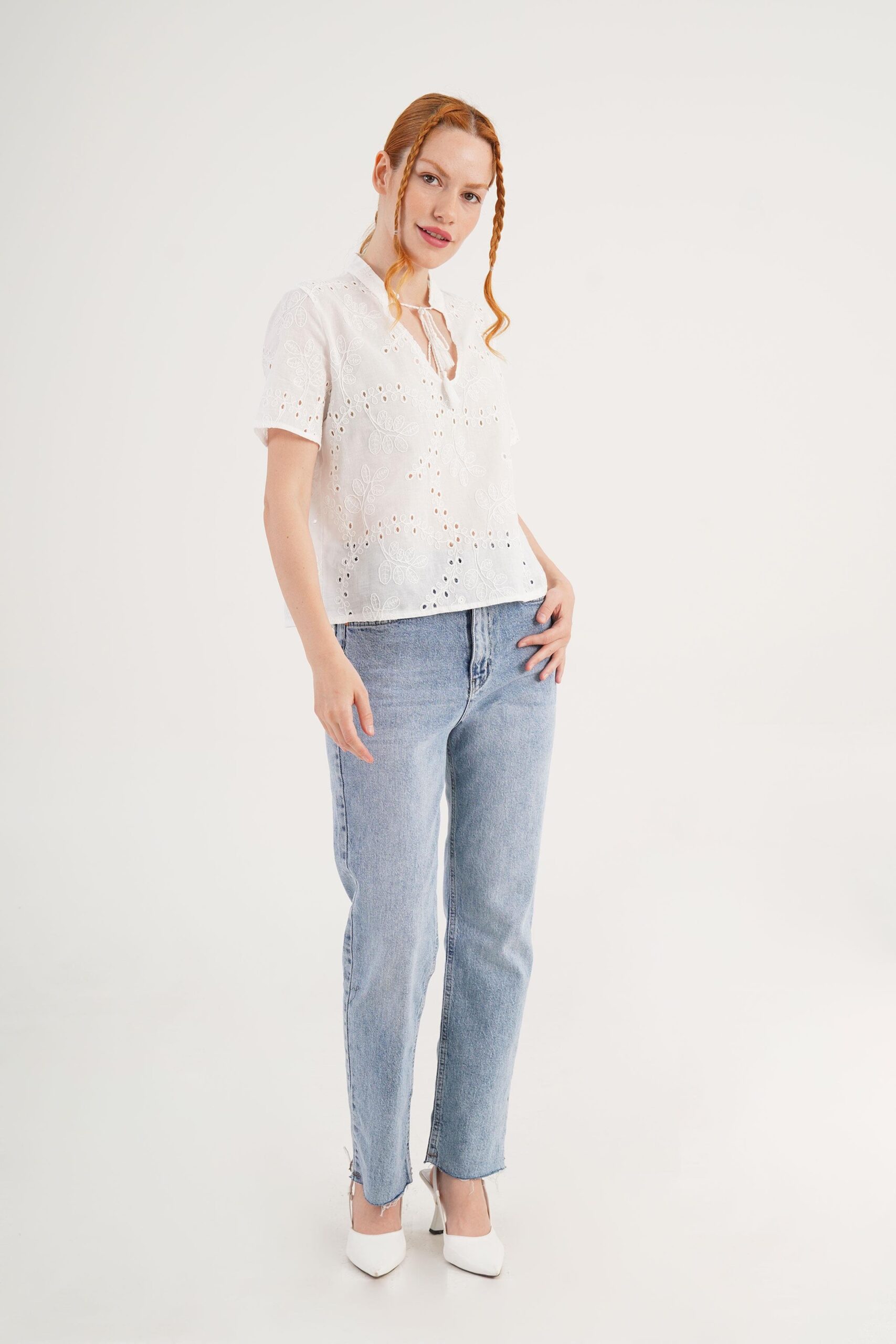 White Floral Casual Boho Blouse – Brand: Lustrin – Women & Kids, Baby Clothes Wholesale – TheBS Women