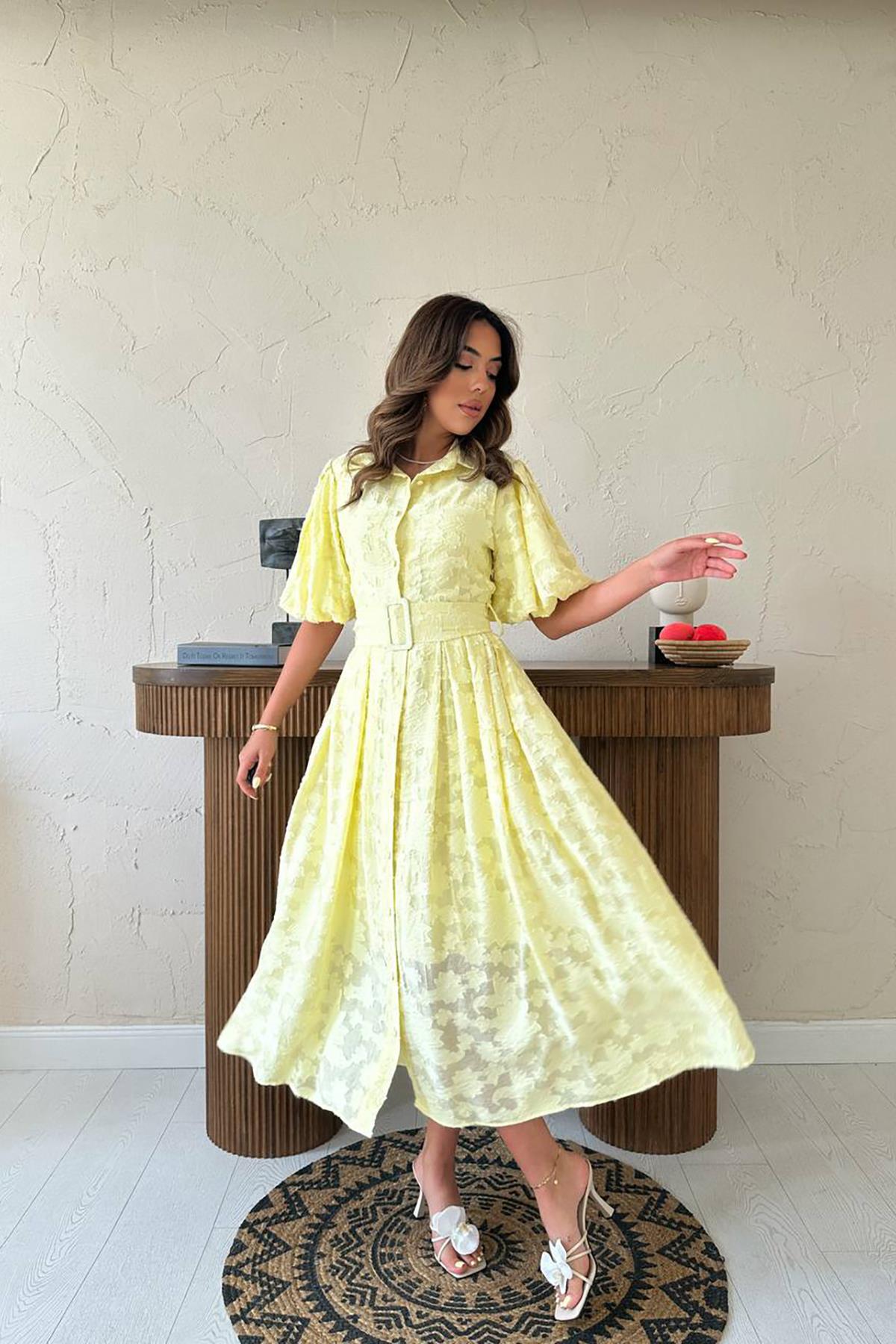 Elegant Floral Shirt Dress With Ruffle Sleeves – Brand: Elisa – Women & Kids, Baby Clothes Wholesale – TheBS Women