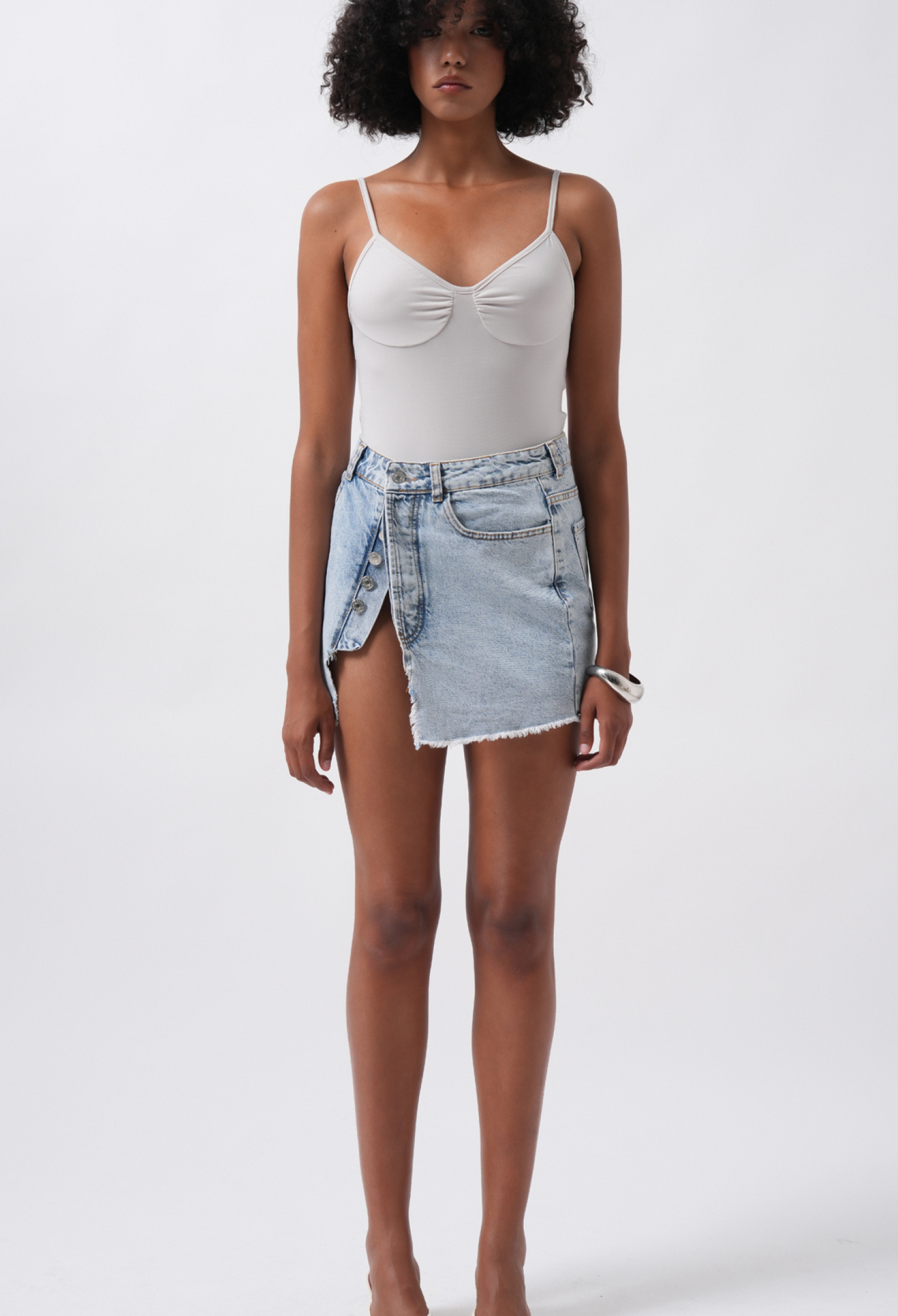 Asymmetrical Mini Skirt With Buttoned Closure - Brand: Black Fashion - Women & Kids, Baby Clothes Wholesale - TheBS Women