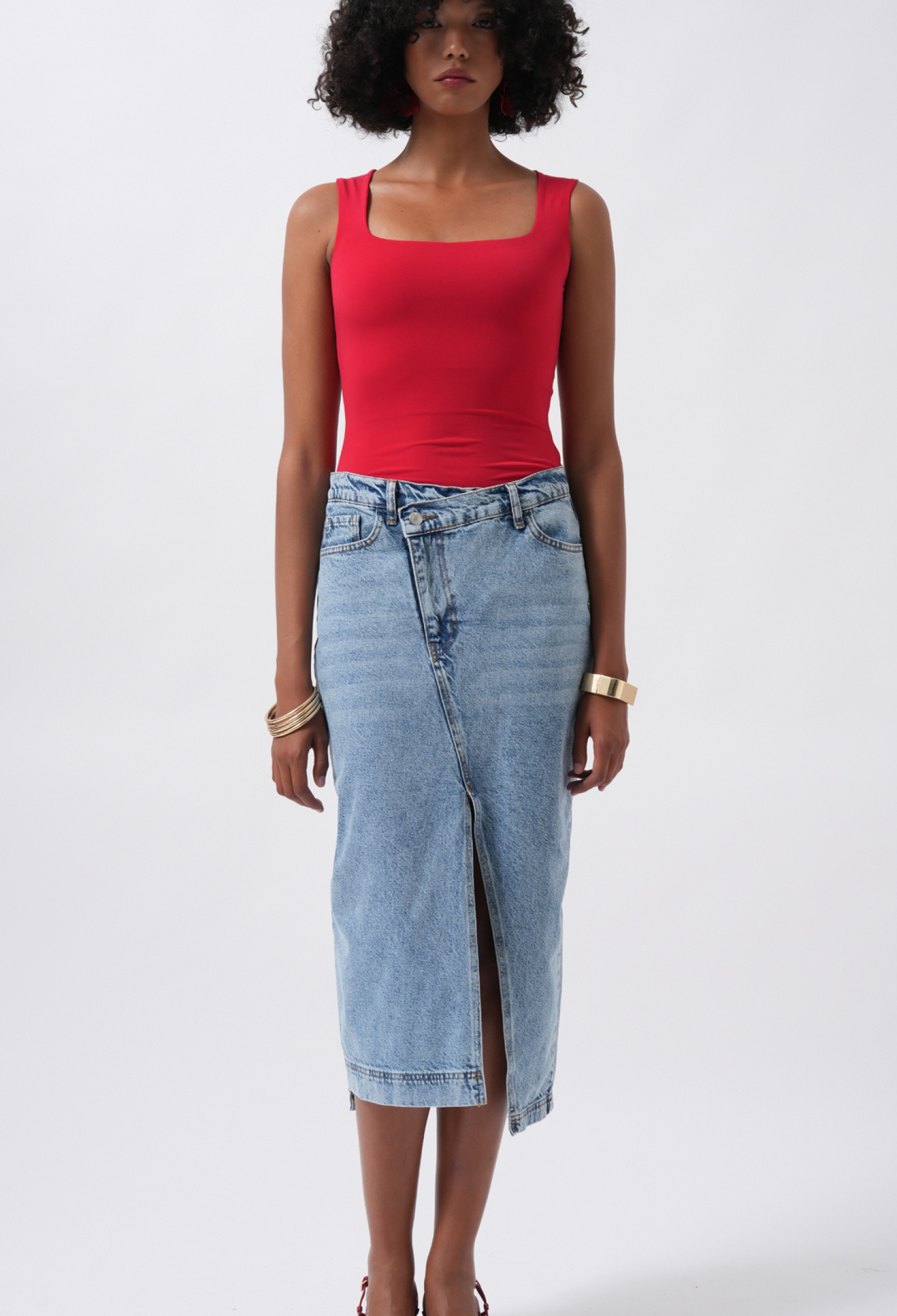 Slit Midi Skirt With High Waist & Straight Pocket - Brand: Black Fashion - Women & Kids, Baby Clothes Wholesale - TheBS Women