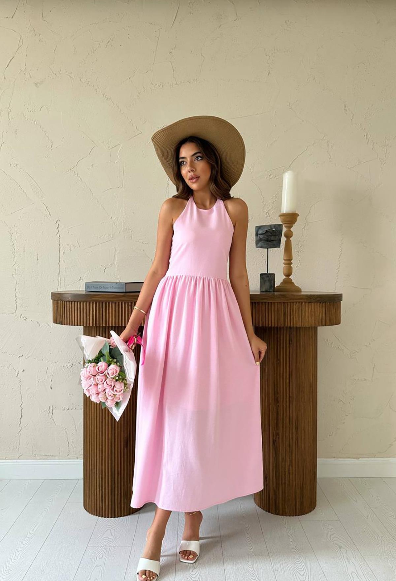 Fit And Flare Maxi Dress With Halter Neck - Brand: Elisa - Women & Kids, Baby Clothes Wholesale - TheBS Women