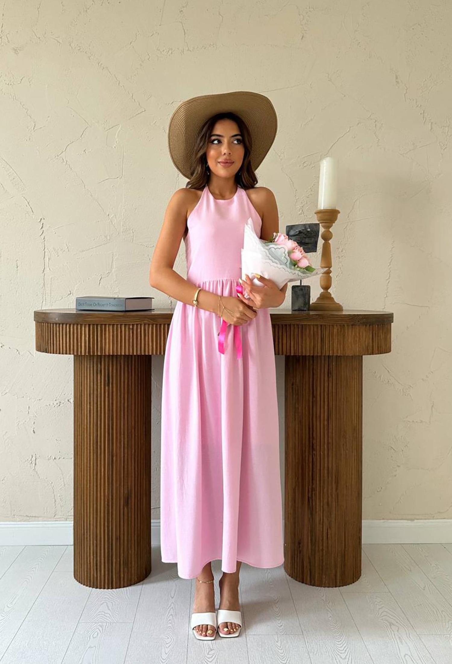 Fit And Flare Maxi Dress With Halter Neck - Brand: Elisa - Women & Kids, Baby Clothes Wholesale - TheBS Women