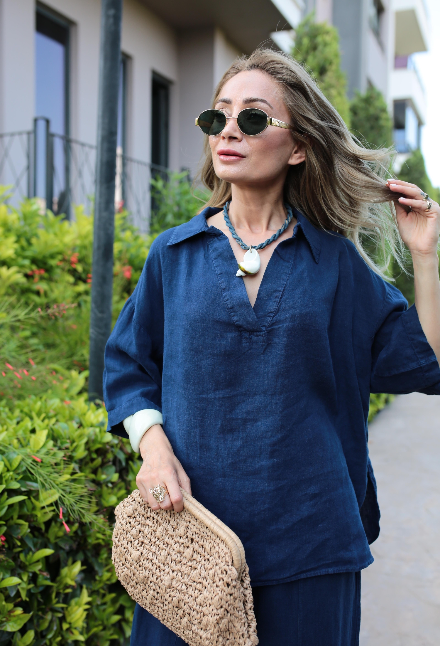 Oversized Fit V-Neck Blouse - Brand: Cream Rouge - Women & Kids, Baby Clothes Wholesale - TheBS Women