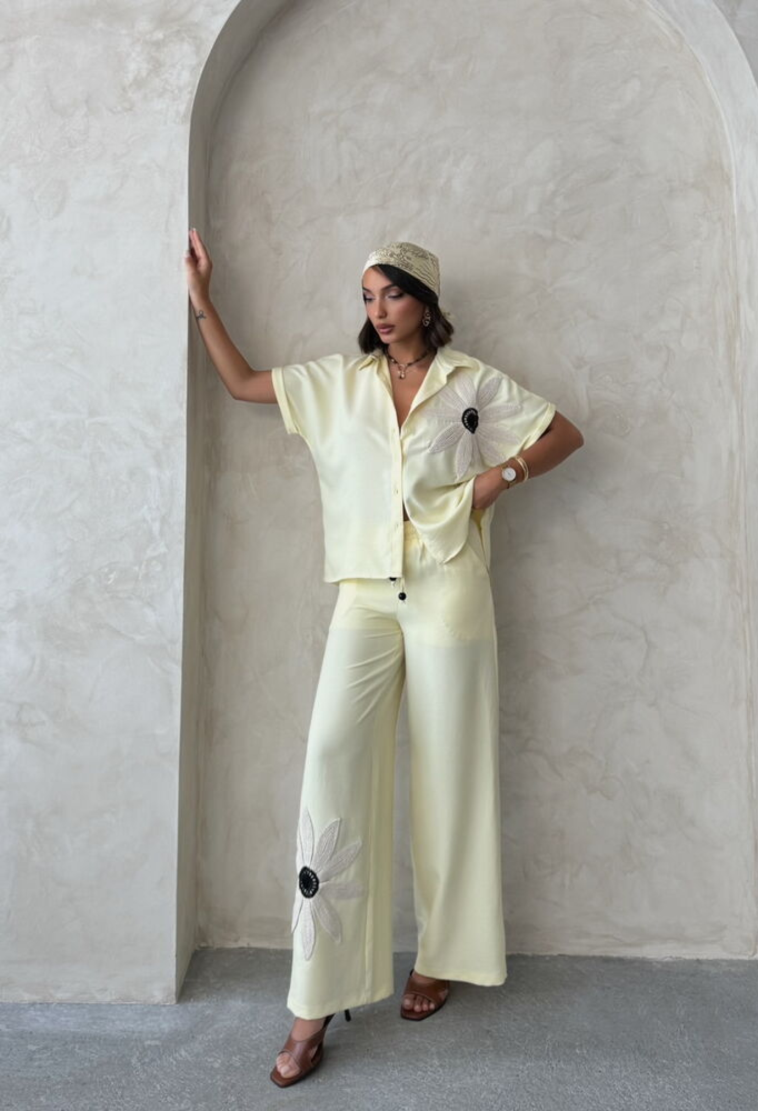 Beige Palazzo Pants With Wide Leg And Drawstring - Brand: Topshow - Women & Kids, Baby Clothes Wholesale - TheBS Women