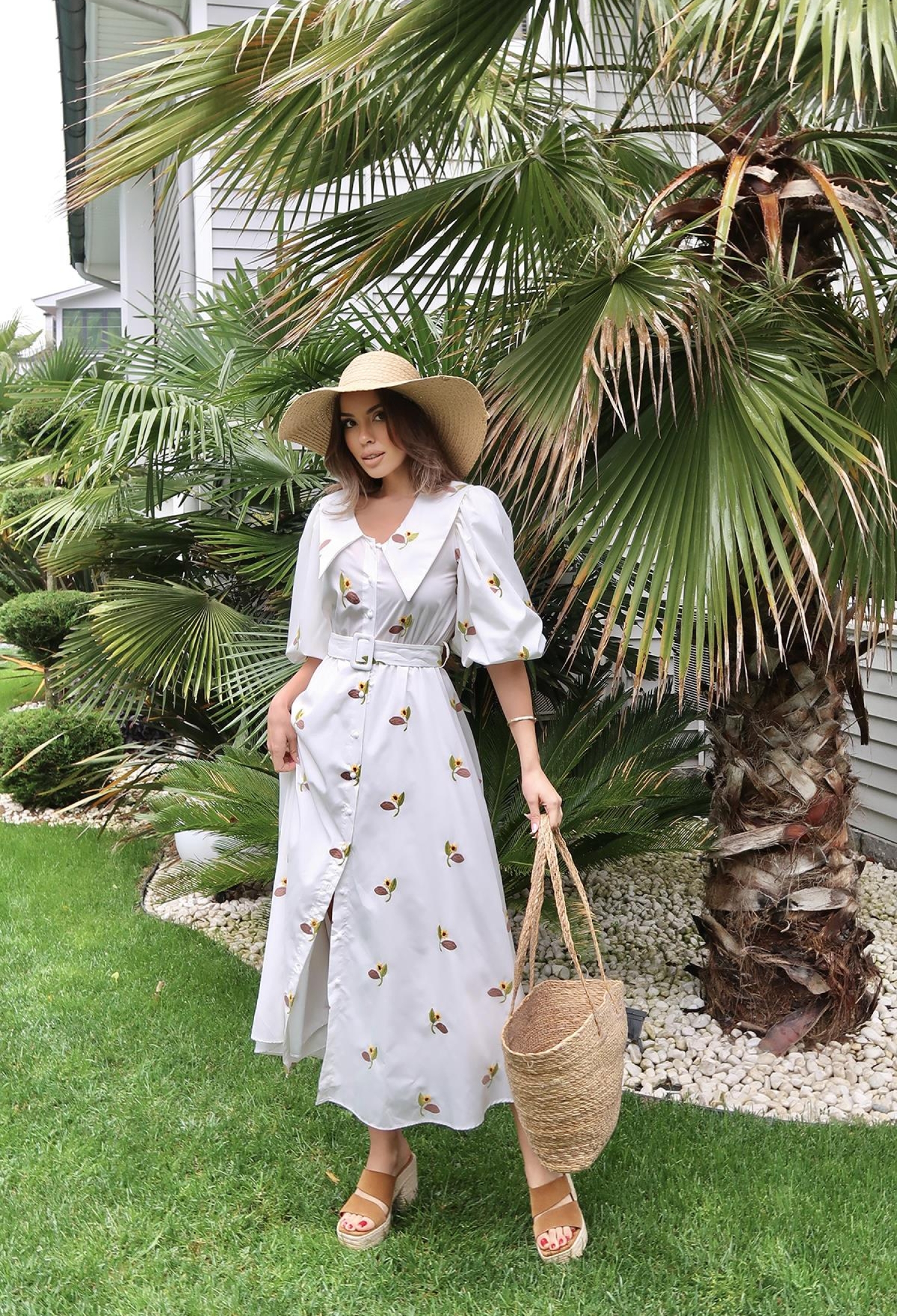 Belted Dress With Floral Pattern On The Collar - Brand: Elisa - Women & Kids, Baby Clothes Wholesale - TheBS Women