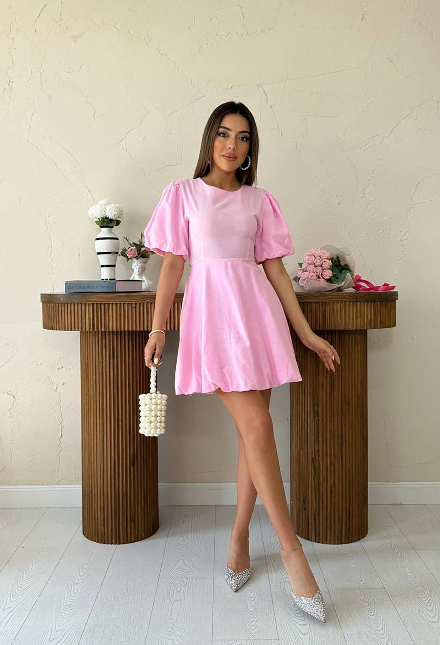 Fit And Flare Mini Dress With Puff Sleeves - Brand: Elisa - Women & Kids, Baby Clothes Wholesale - TheBS Women