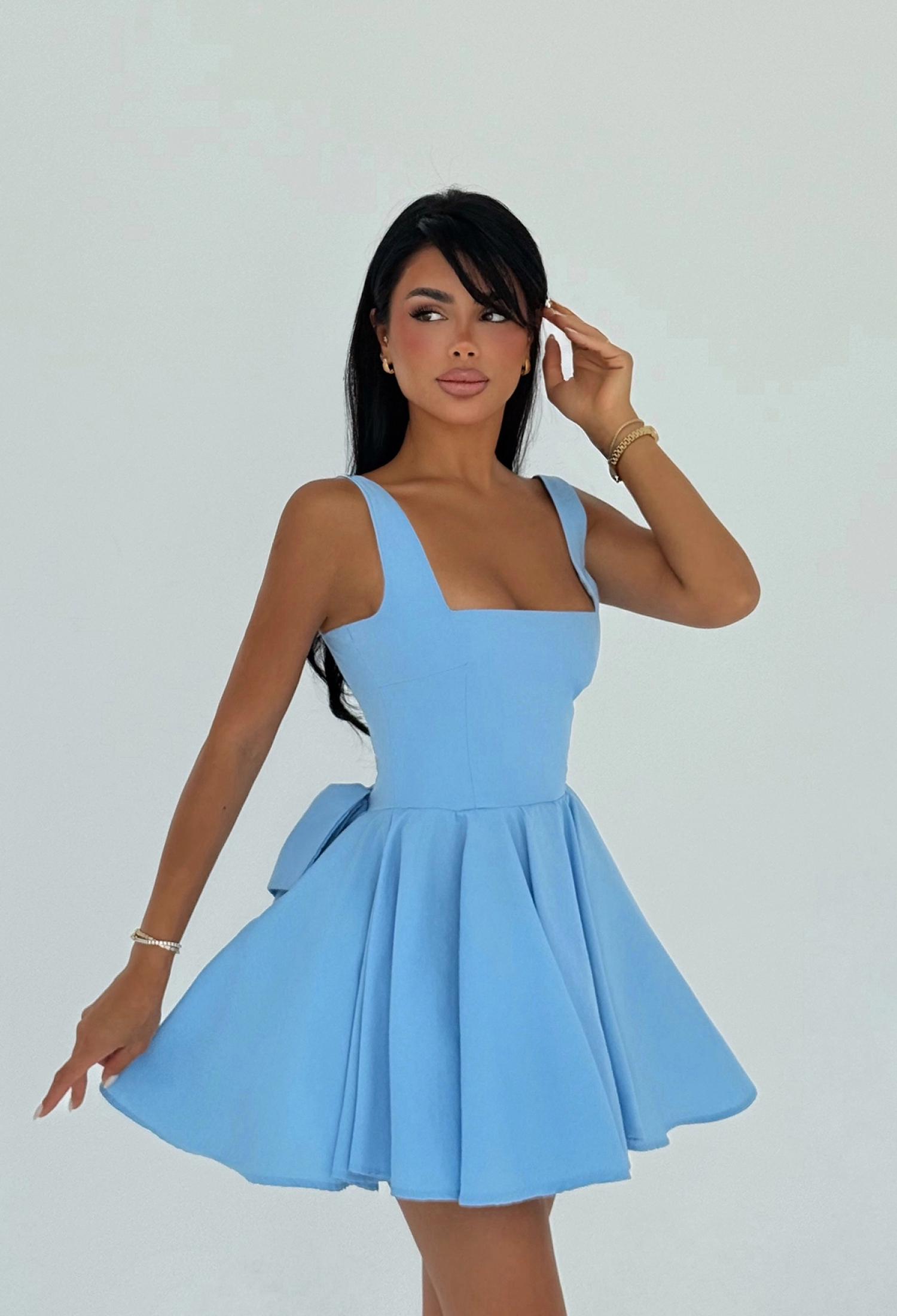 Skater Dress With Square Neck And Cap Sleeves - Brand: EYYO ATELIER - Women & Kids, Baby Clothes Wholesale - TheBS Women