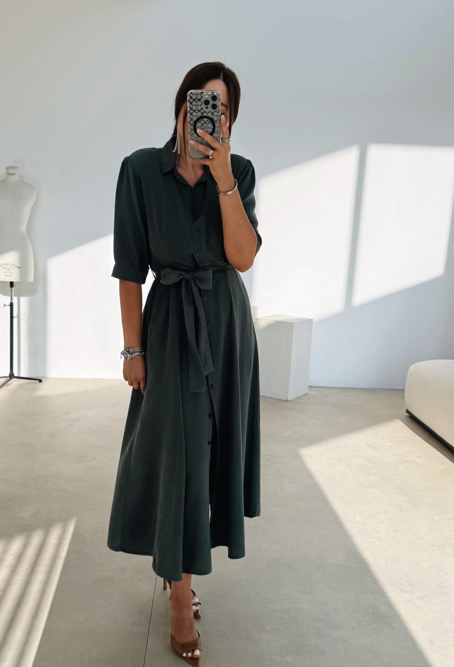 Black Wrap Dress With Puff Sleeves - Brand: Cream Rouge - Women & Kids, Baby Clothes Wholesale - TheBS Women