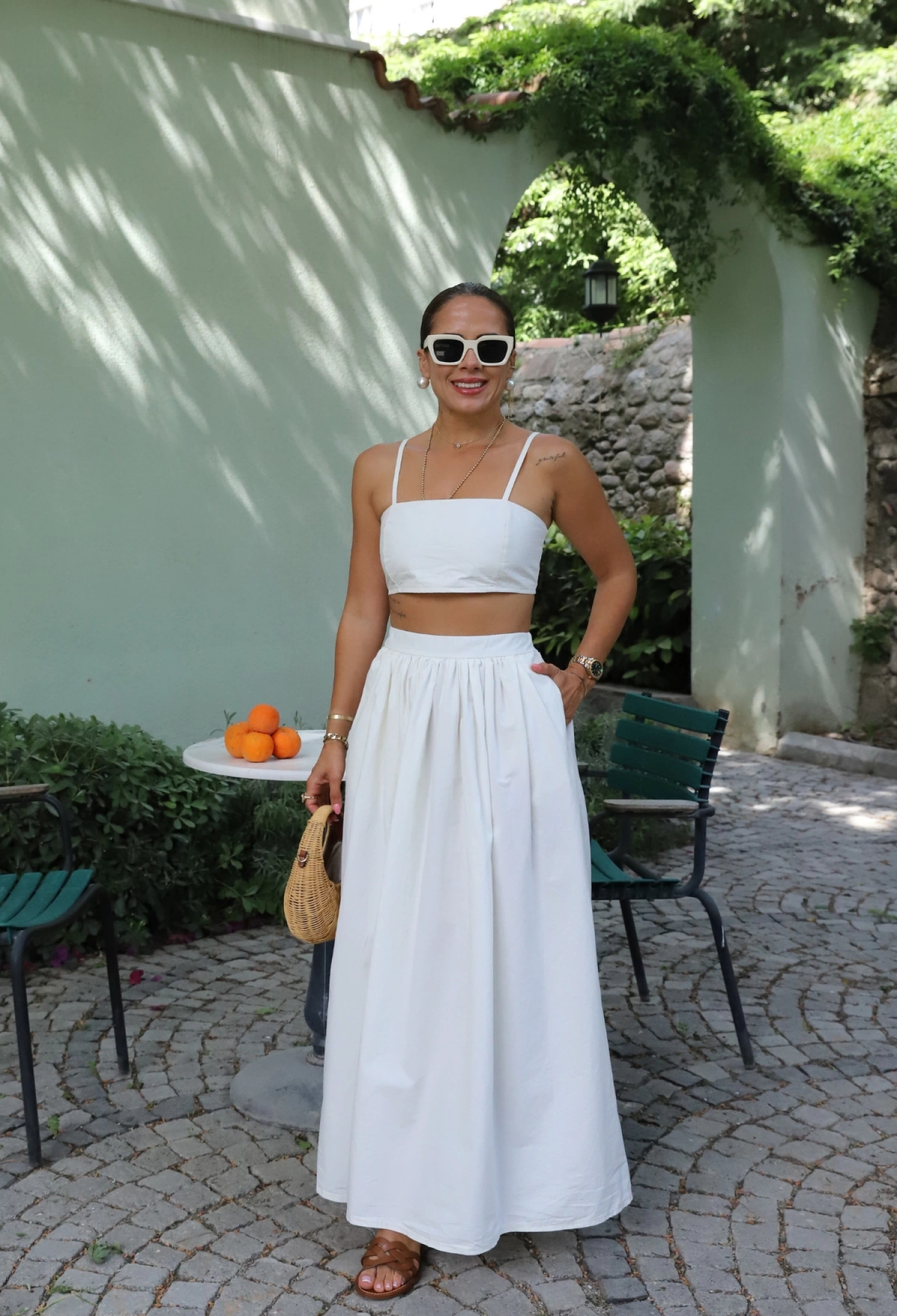 White Flared Maxi Skirt With High Waist - Brand: Cream Rouge - Women & Kids, Baby Clothes Wholesale - TheBS Women