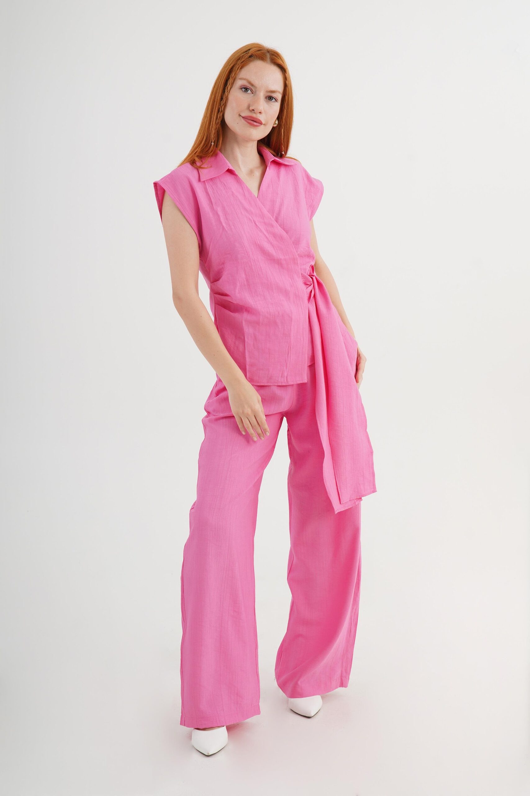 Pink Set - Casual Elegant Formal Wide Leg Palazzo - Brand: Lustrin - Women & Kids, Baby Clothes Wholesale - TheBS Women Pink Set - Casual Elegant Formal Wide Leg Palazzo - Brand: Lustrin - Women & Kids, Baby Clothes Wholesale - TheBS Women