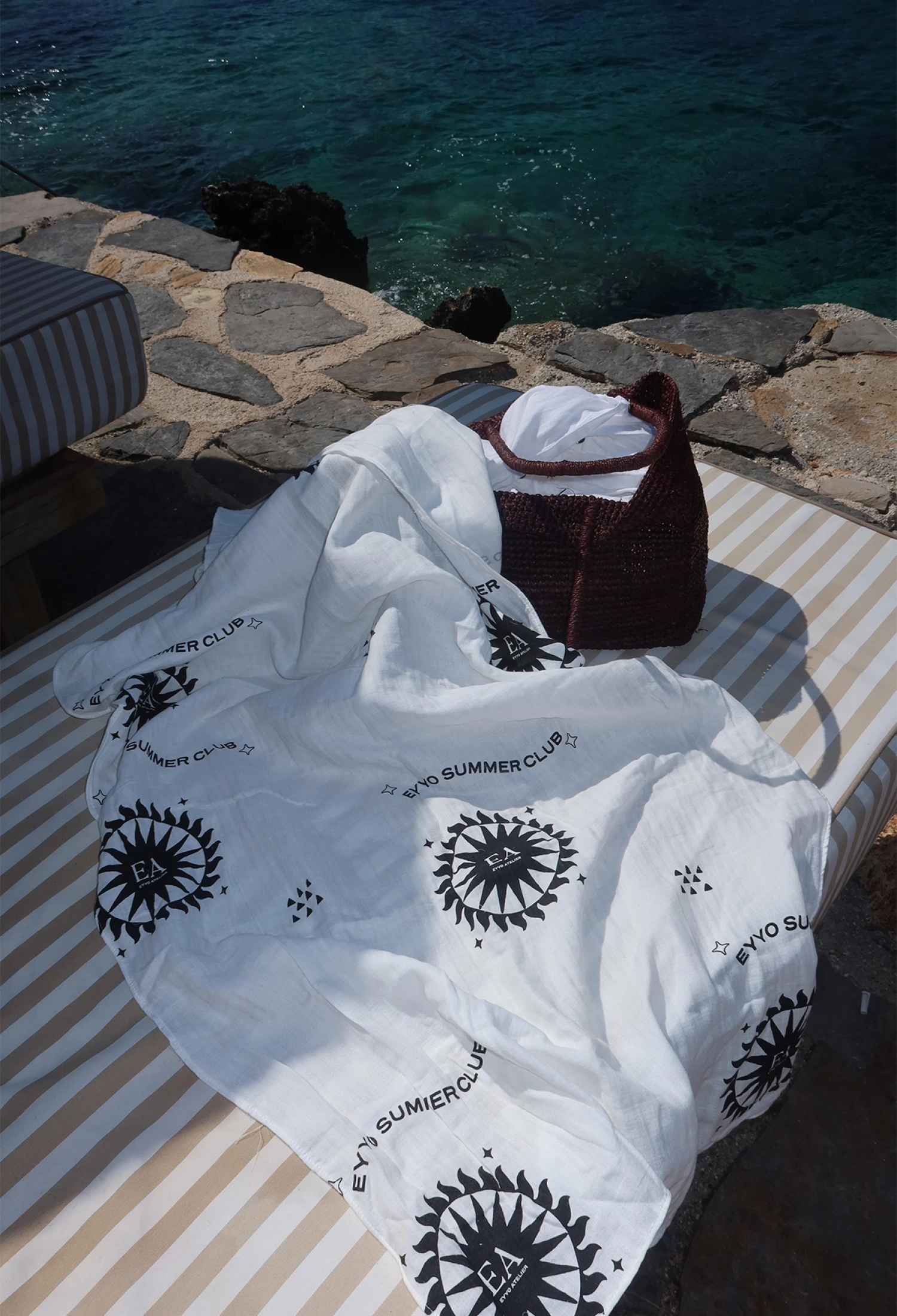 White Casual Boho Elegant Pareo With Letter Print - Brand: EYYO ATELIER - Women & Kids, Baby Clothes Wholesale - TheBS Women