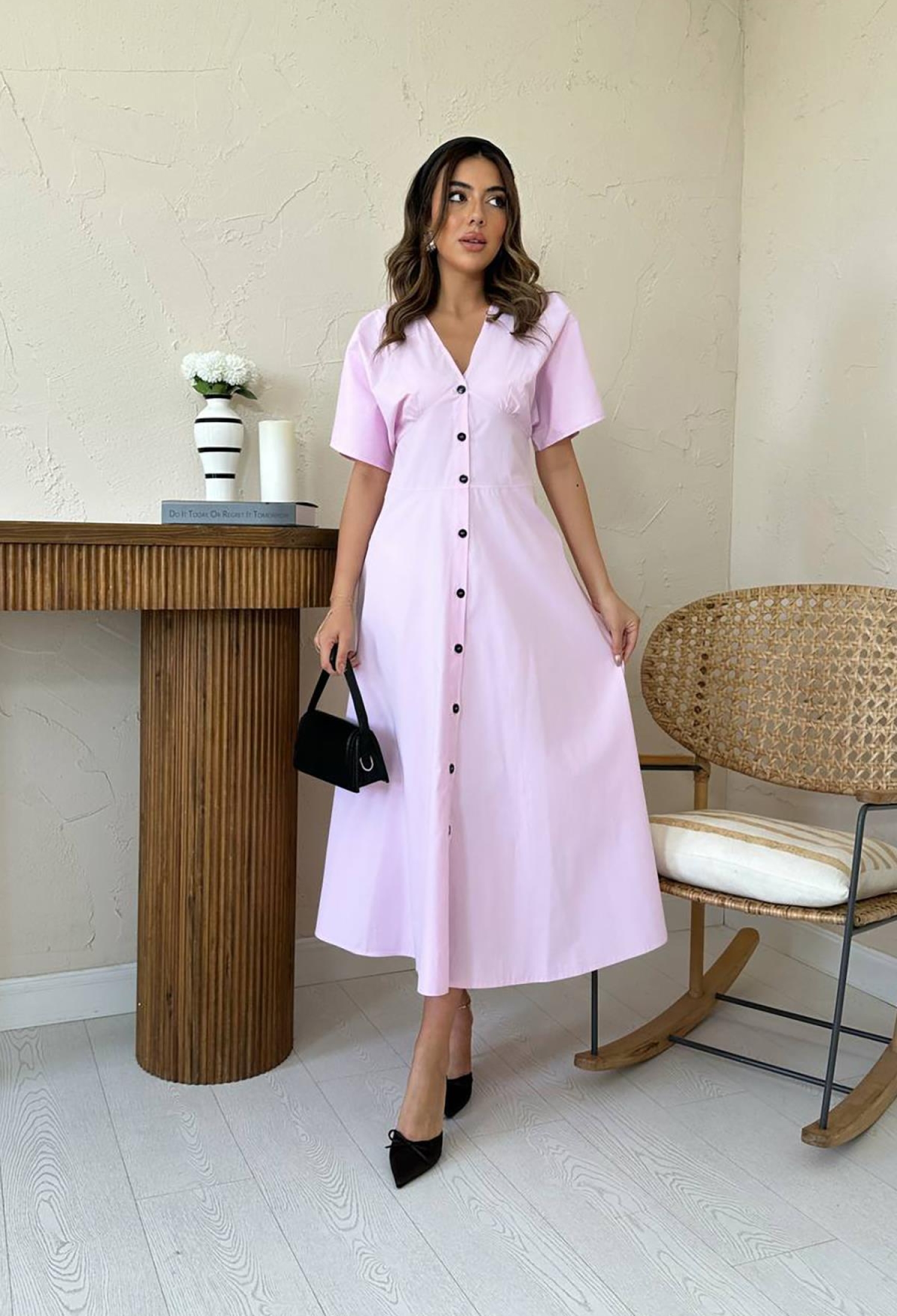 Fit And Flare V-Neck Midi Dress - Brand: Elisa - Women & Kids, Baby Clothes Wholesale - TheBS Women