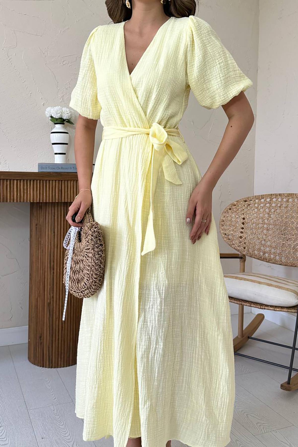 Wrap Maxi Dress With Puff Half Sleeves – Brand: Elisa – Women & Kids, Baby Clothes Wholesale – TheBS Women