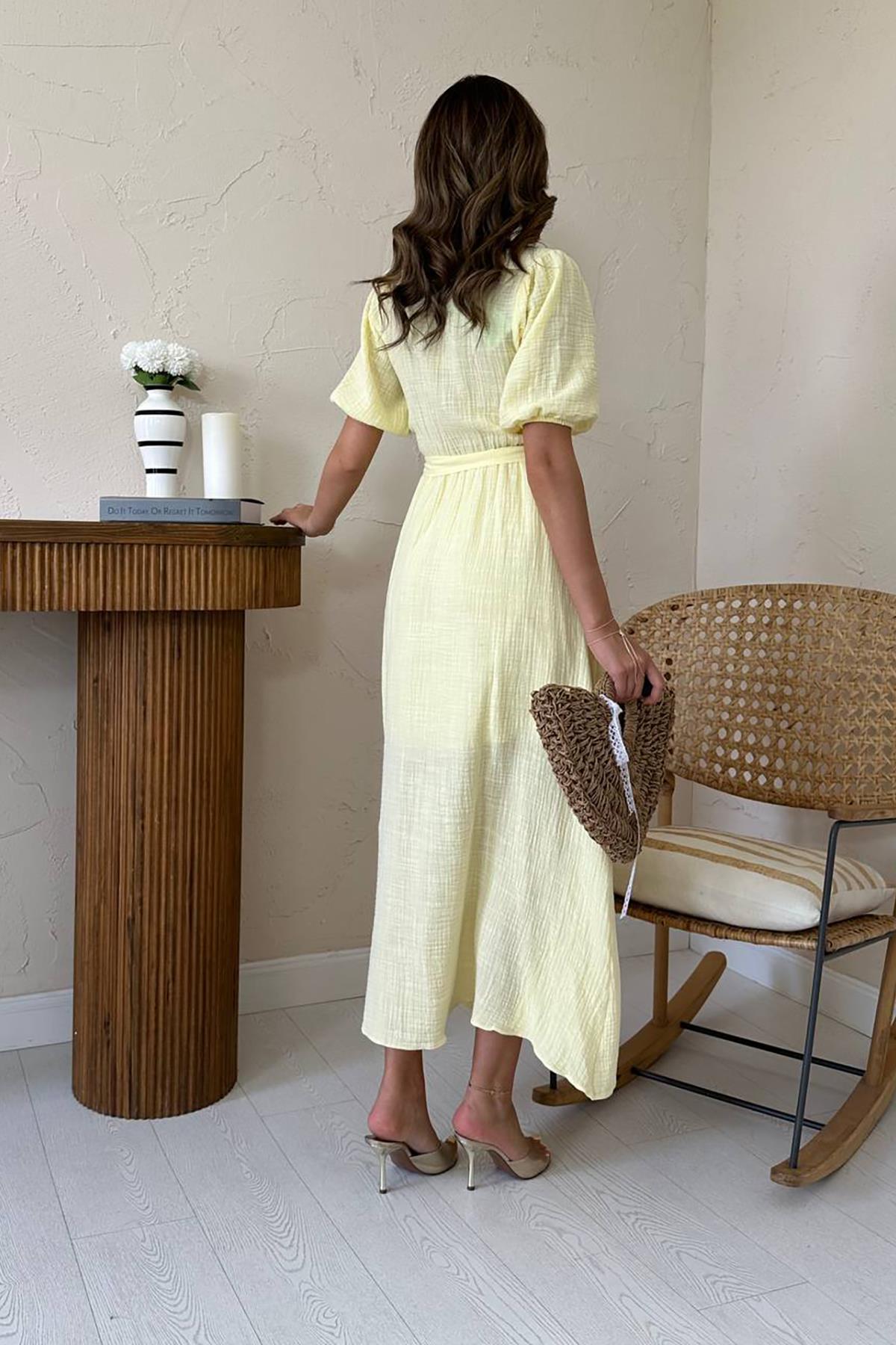 Wrap Maxi Dress With Puff Half Sleeves – Brand: Elisa – Women & Kids, Baby Clothes Wholesale – TheBS Women