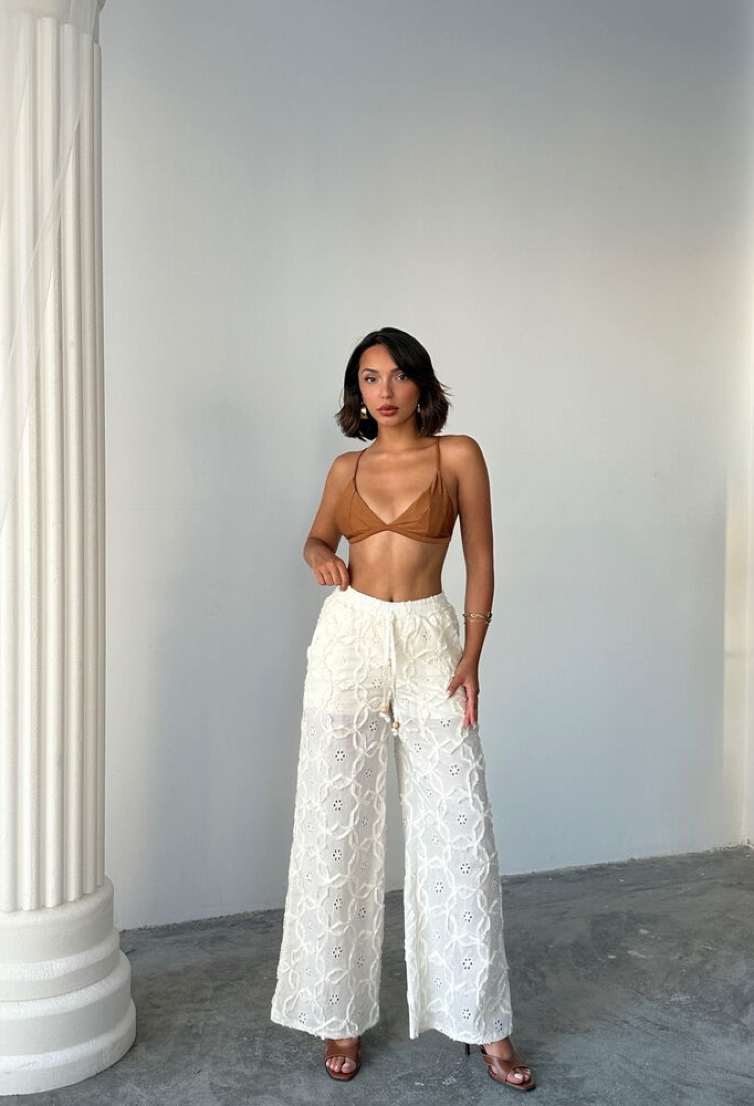 White Boho Elegant Palazzo Pants - Brand: Topshow - Women & Kids, Baby Clothes Wholesale - TheBS Women