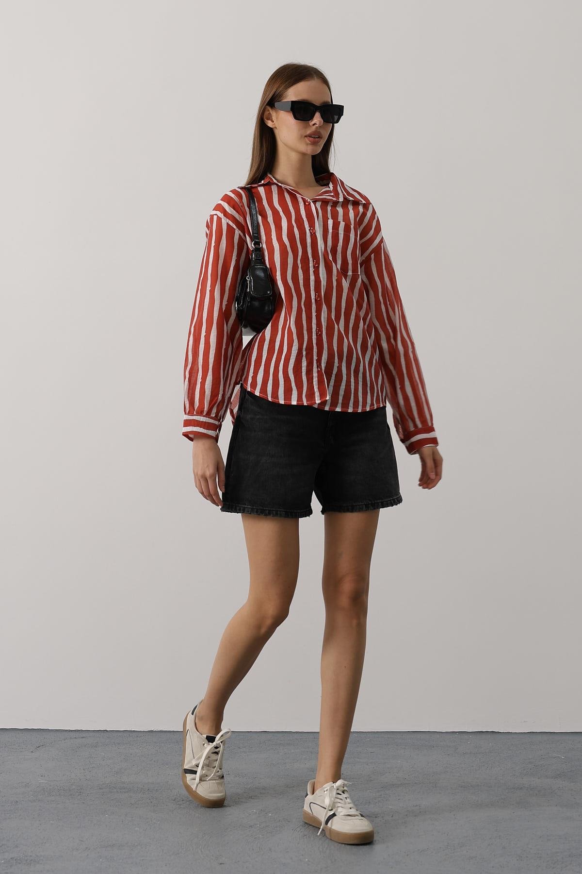 Casual Striped Buttoned Shirt - Brand: Reyon - Women & Kids, Baby Clothes Wholesale - TheBS Women Casual Striped Buttoned Shirt - Brand: Reyon - Women & Kids, Baby Clothes Wholesale - TheBS Women