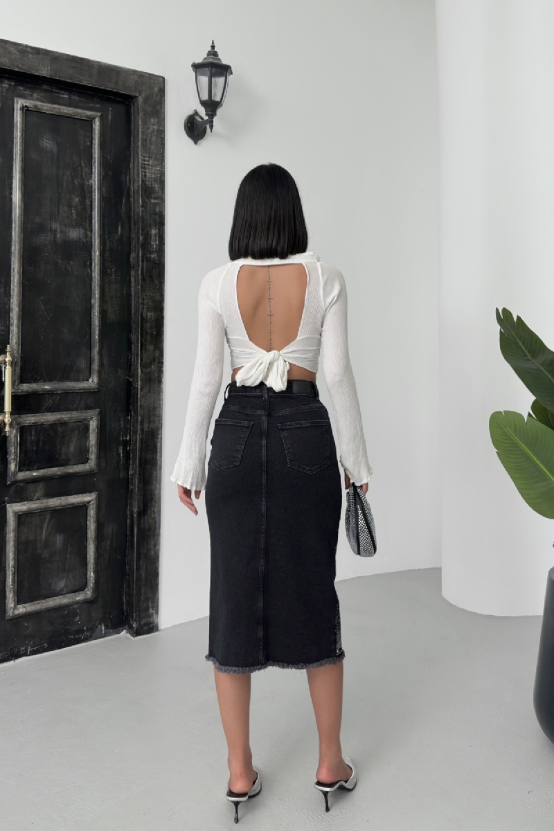 Black High Waist Pencil Midi Skirt With Polka Dots - Brand: XLove - Women & Kids, Baby Clothes Wholesale - TheBS Women Black High Waist Pencil Midi Skirt With Polka Dots - Brand: XLove - Women & Kids, Baby Clothes Wholesale - TheBS Women