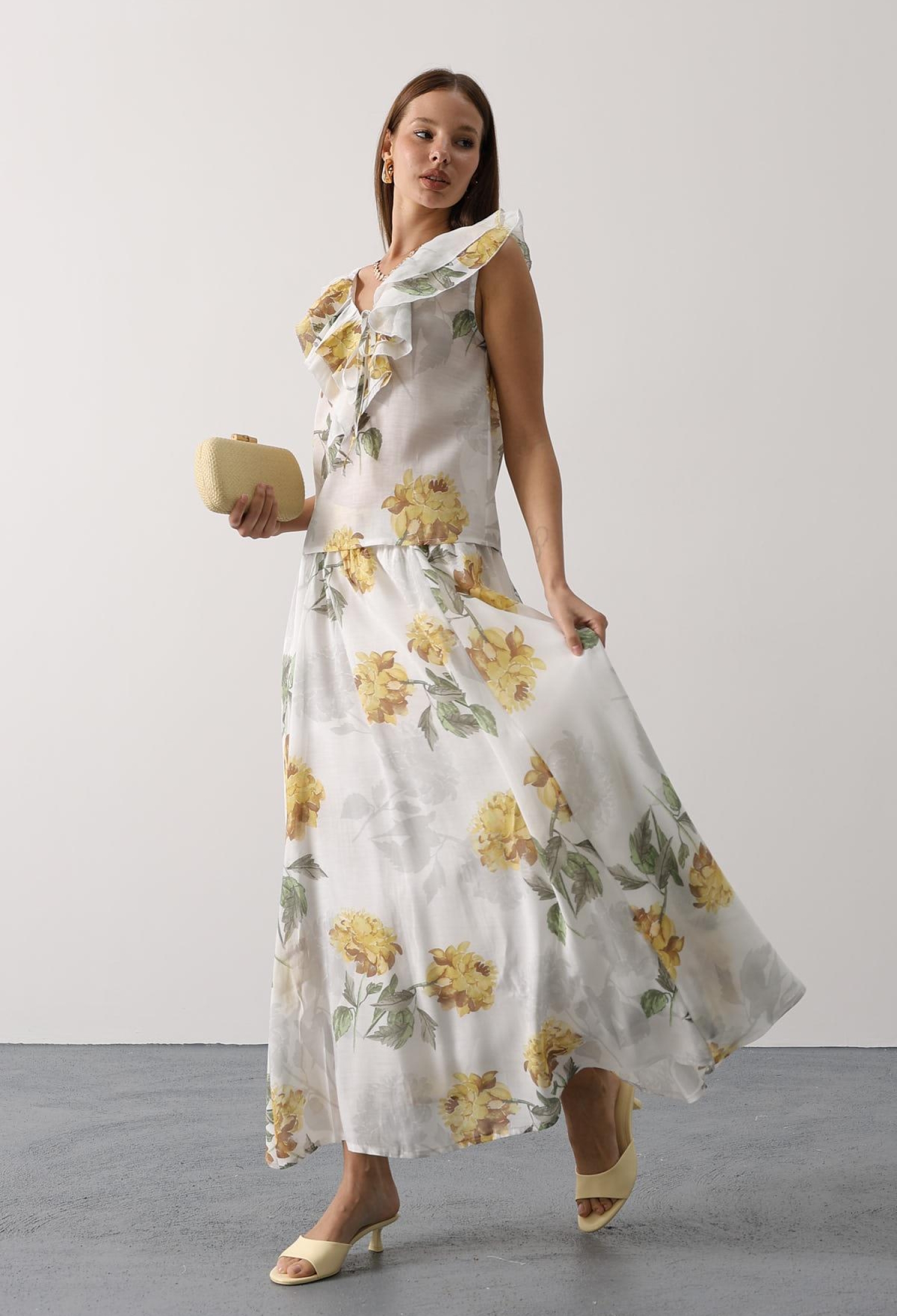 White Boho Flared Maxi Skirt - Brand: Reyon - Women & Kids, Baby Clothes Wholesale - TheBS Women