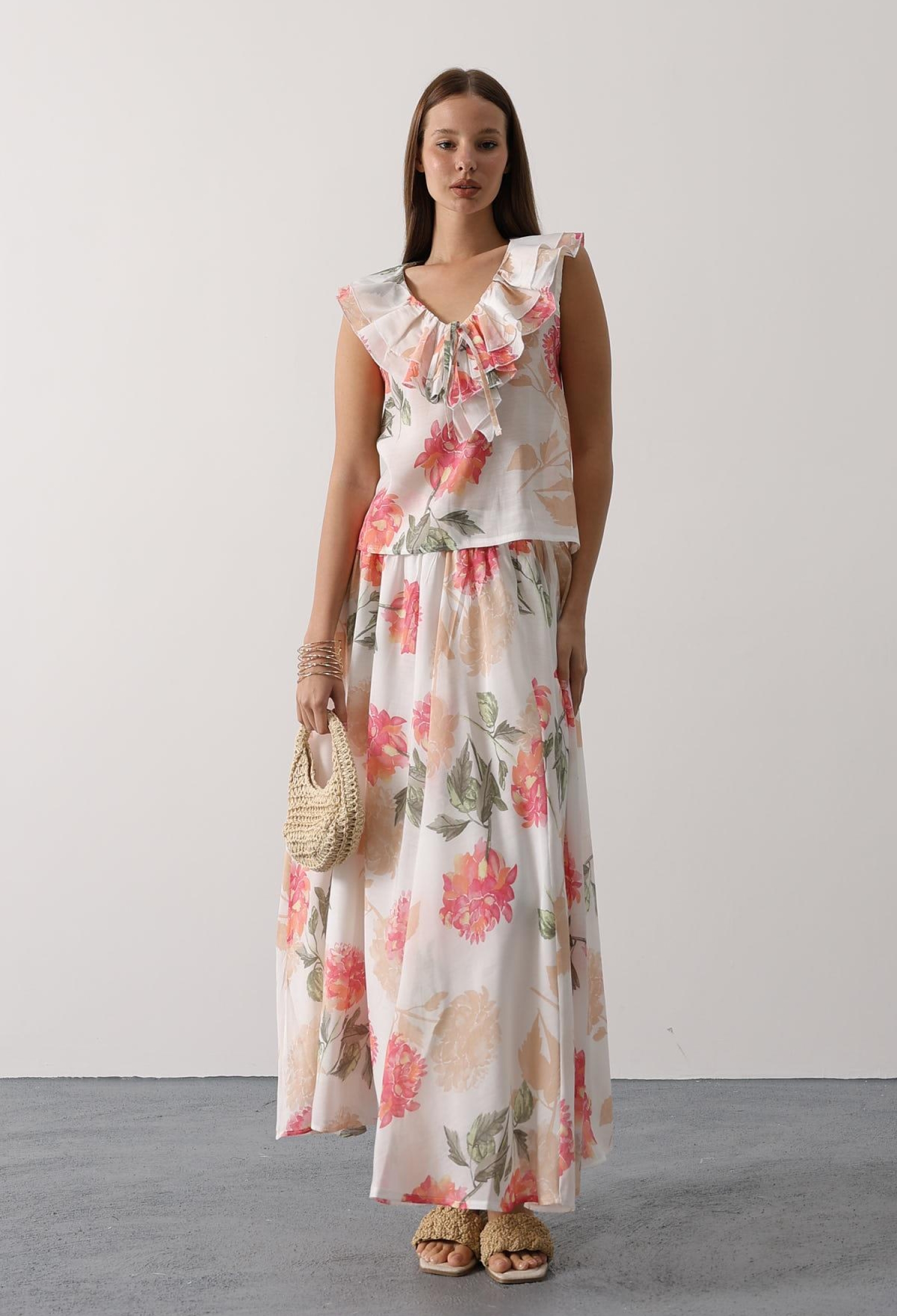 White Boho Sleeveless Floral V-Neck Blouse - Brand: Reyon - Women & Kids, Baby Clothes Wholesale - TheBS Women