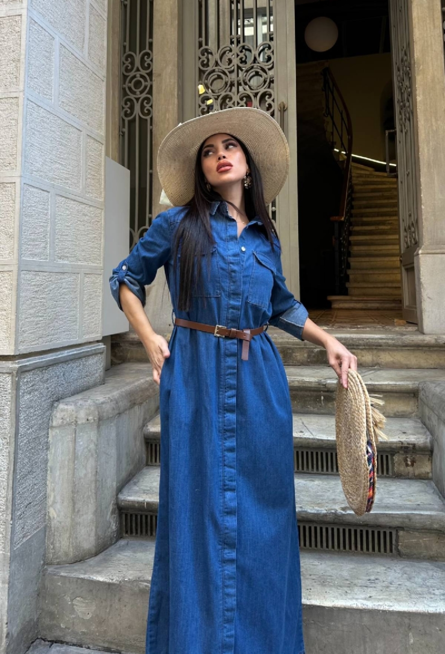 Maxi Shirt Dress With Notched Neck - Brand: XLove - Women & Kids, Baby Clothes Wholesale - TheBS Women