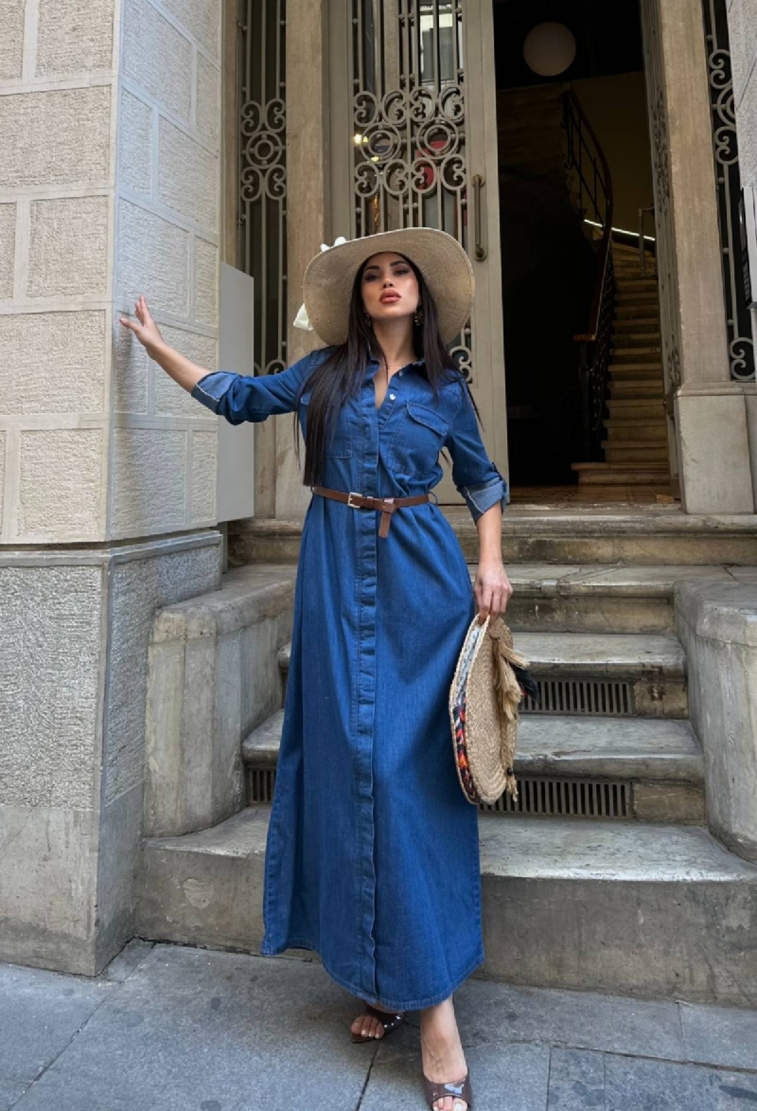 Maxi Shirt Dress With Notched Neck - Brand: XLove - Women & Kids, Baby Clothes Wholesale - TheBS Women