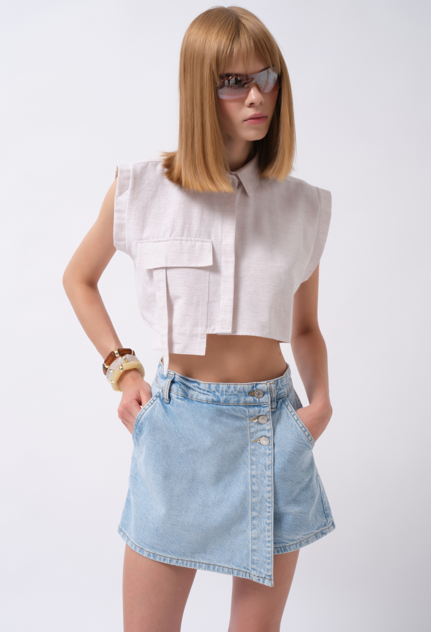 Asymmetrical Mini Skirt With Buttoned Closure - Brand: Black Fashion - Women & Kids, Baby Clothes Wholesale - TheBS Women