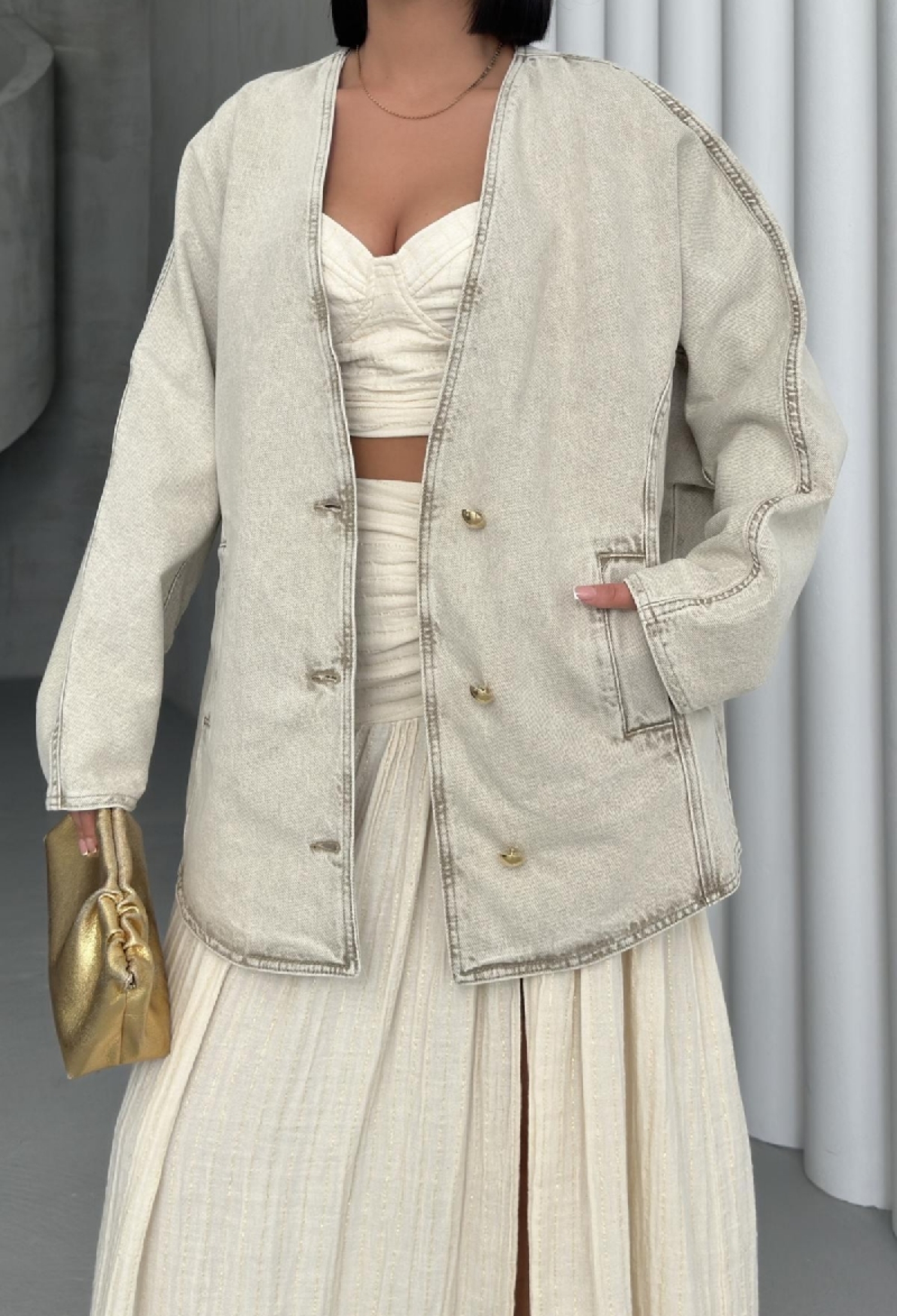 Beige Casual Oversized Single-Breasted Blazer Jacket - Brand: XLove - Women & Kids, Baby Clothes Wholesale - TheBS Women