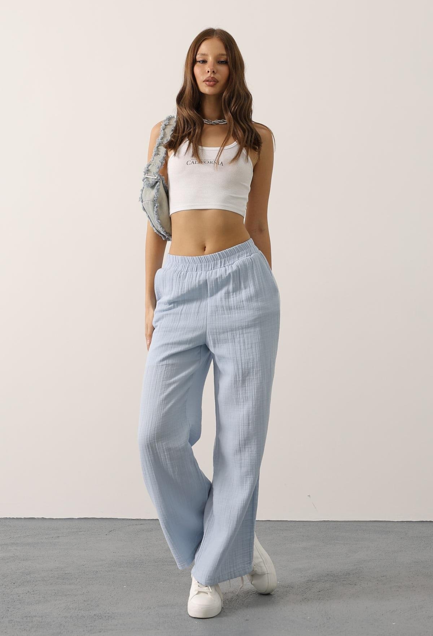 Blue Palazzo Casual Sport Pants - Brand: Reyon - Women & Kids, Baby Clothes Wholesale - TheBS Women