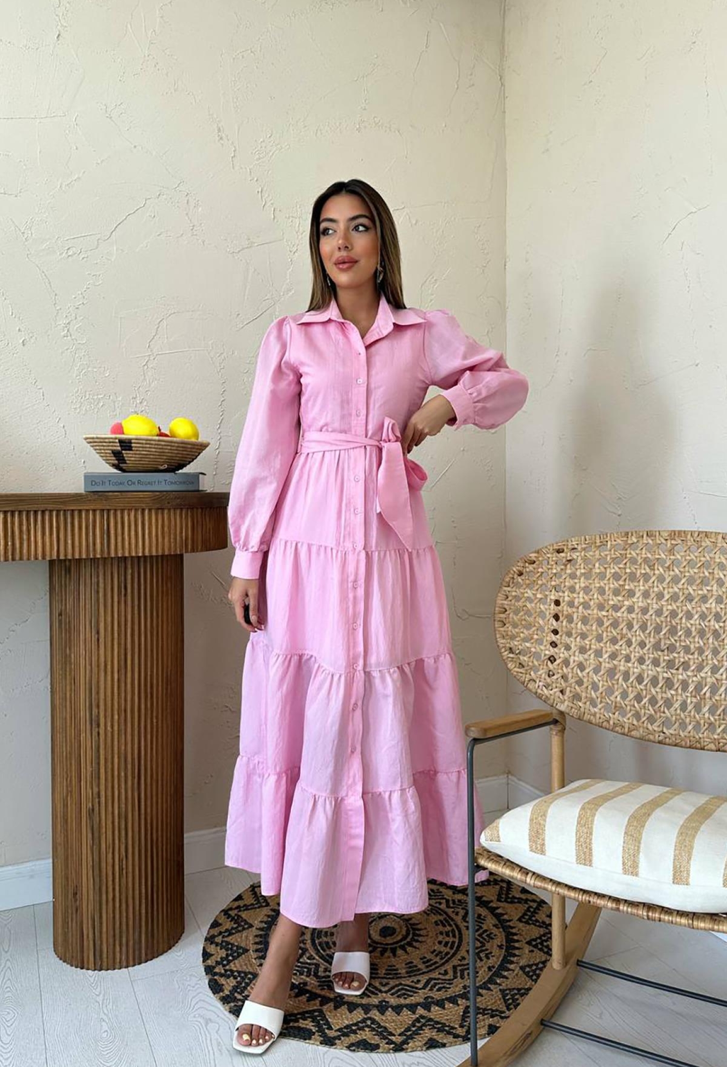 ElegantShirt Dress With Notched Neck And Long Sleeves - Brand: Elisa - Women & Kids, Baby Clothes Wholesale - TheBS Women