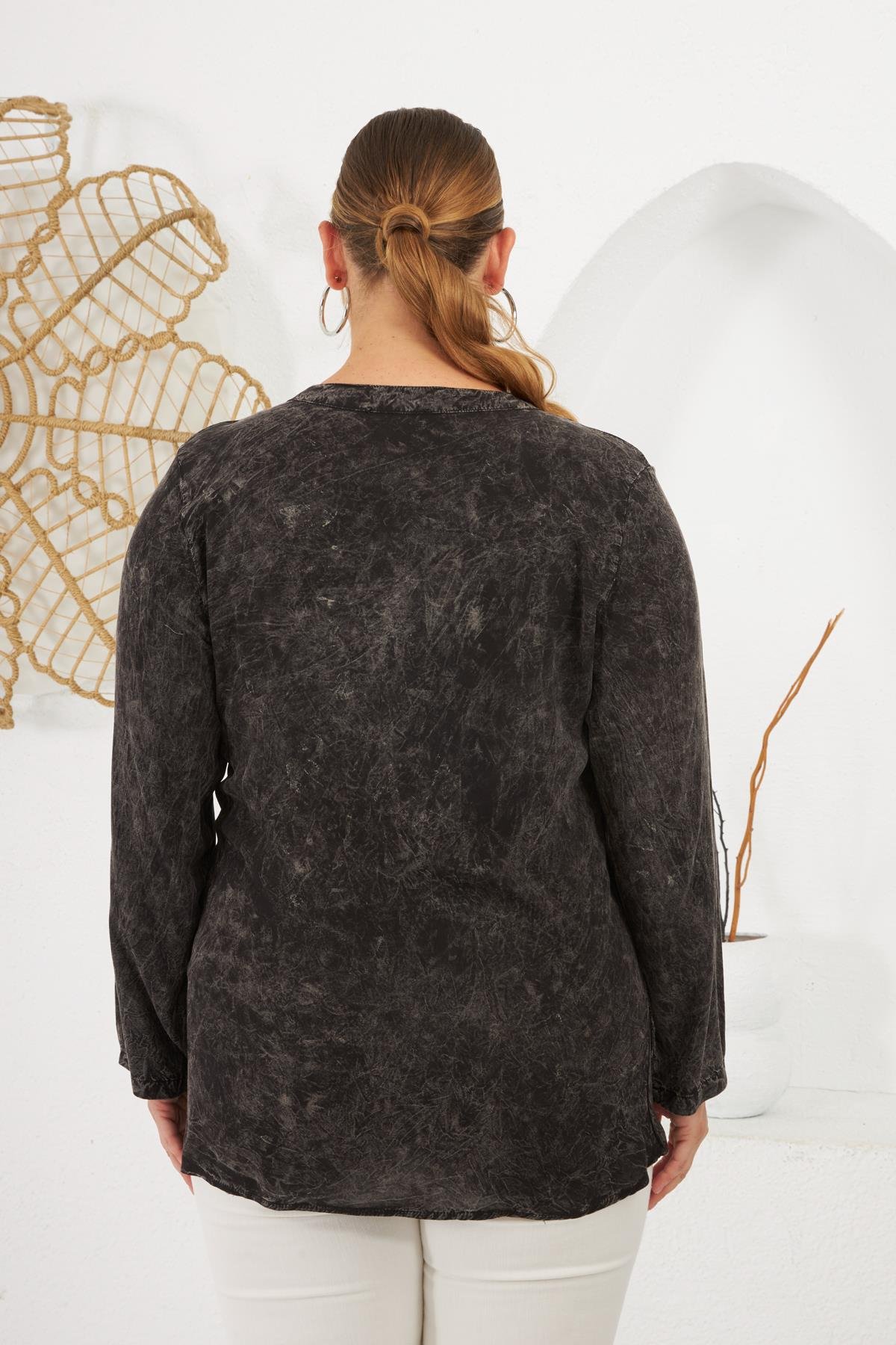 Black Plus Size Casual Blouse With Notched Neck – Brand: RMG – Women & Kids, Baby Clothes Wholesale – TheBS Women