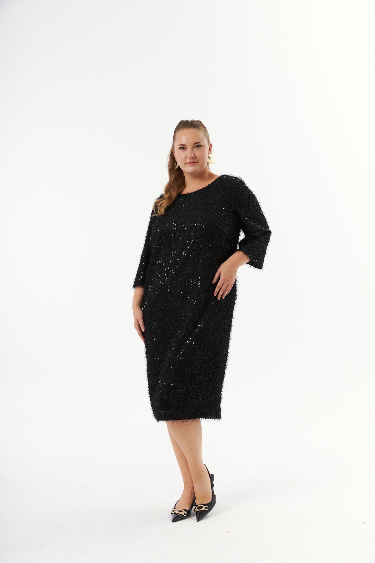 Elegant Black Sequined Plus Size Shift Dress – Brand: RMG – Women & Kids, Baby Clothes Wholesale – TheBS Women