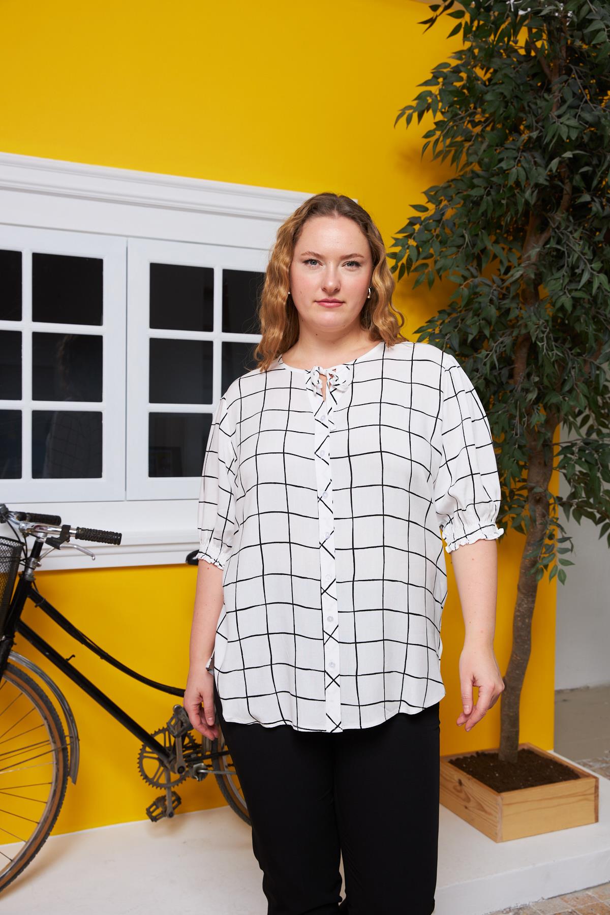 White Checkered Plus Size Shirt - Brand: RMG - Women & Kids, Baby Clothes Wholesale - TheBS Women