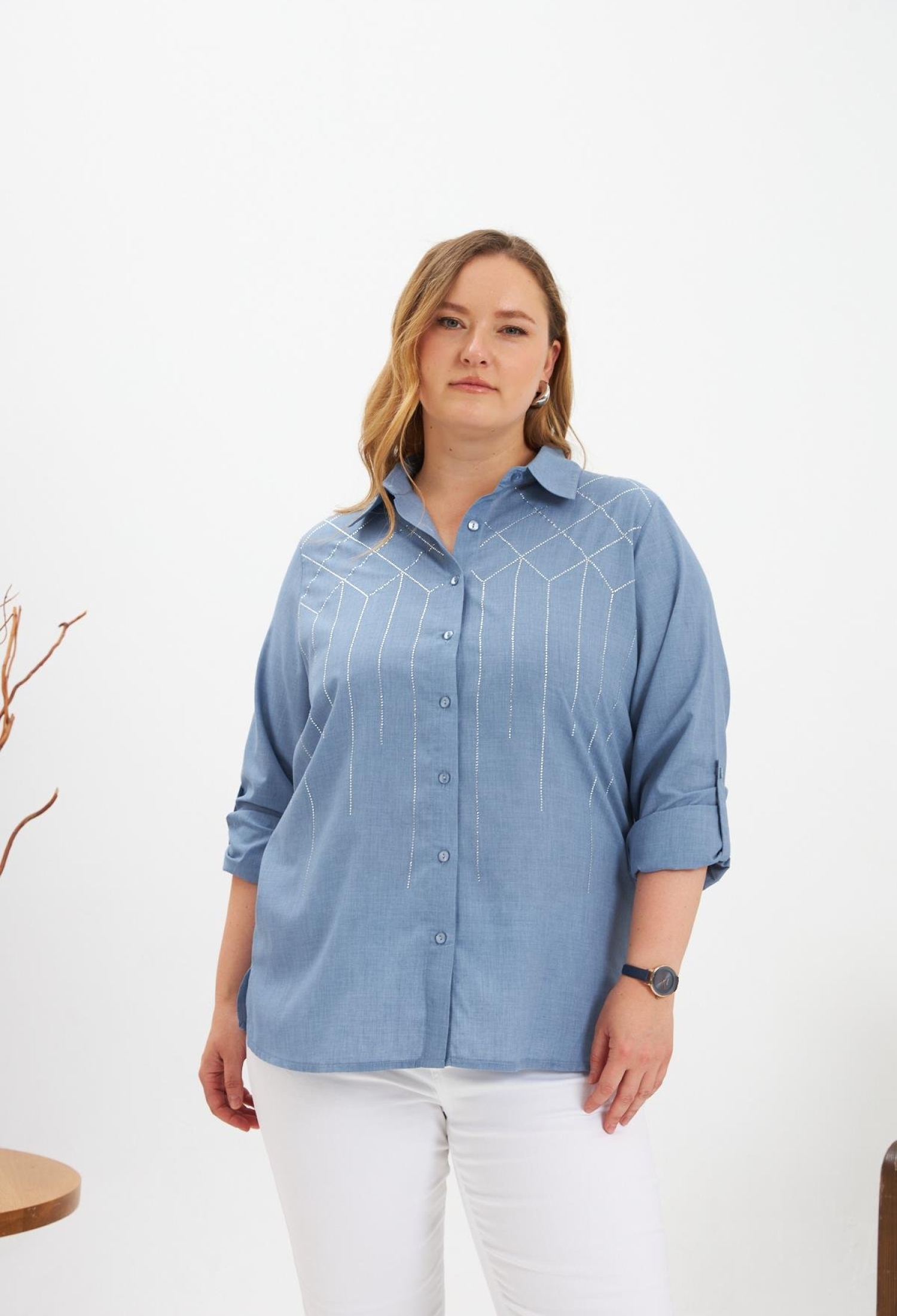 Blue Checkered Plus Size Shirt - Brand: RMG - Women & Kids, Baby Clothes Wholesale - TheBS Women