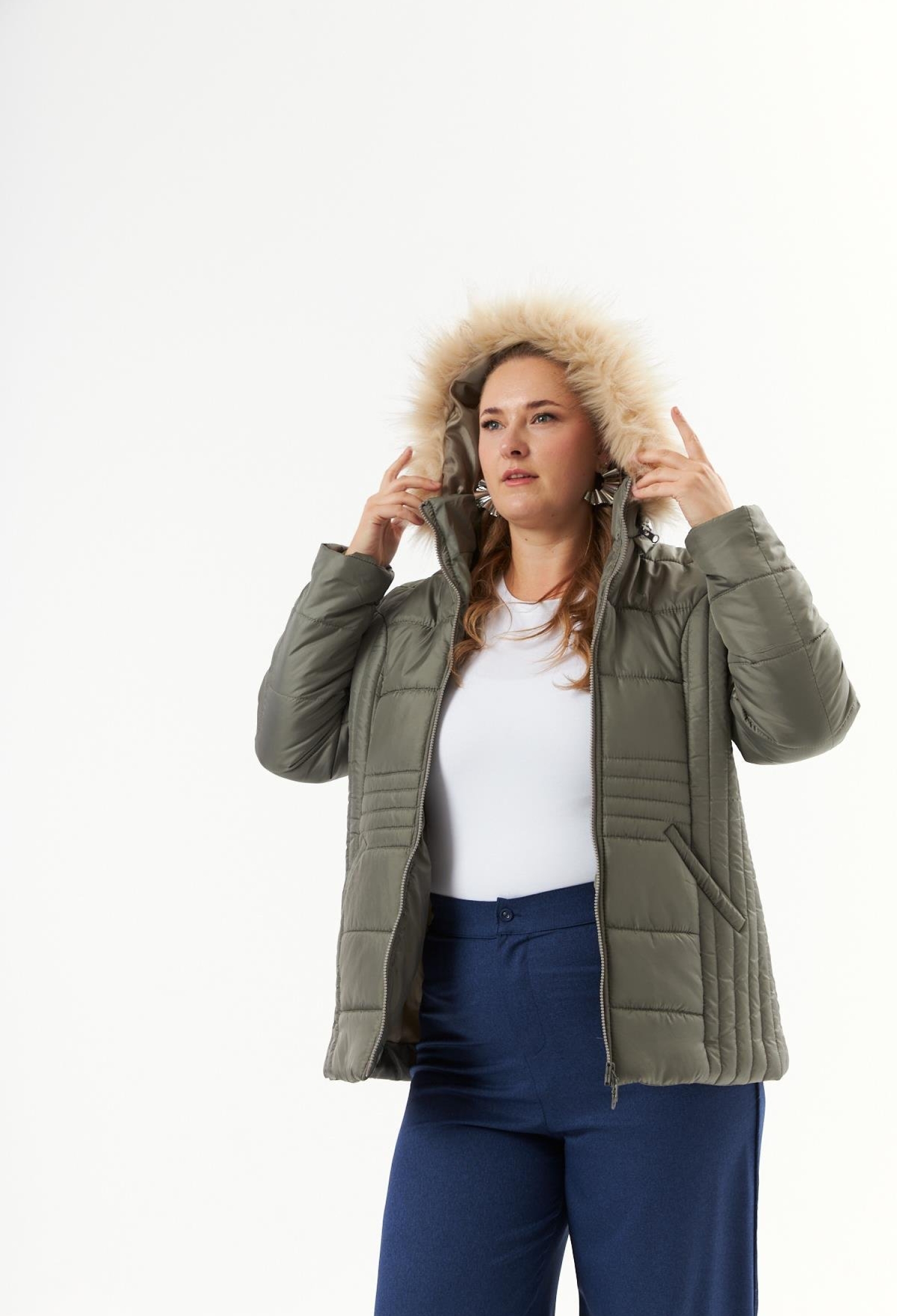 Khaki Puffer Hooded Coat With Zip Up Closure - Brand: RMG - Women & Kids, Baby Clothes Wholesale - TheBS Women