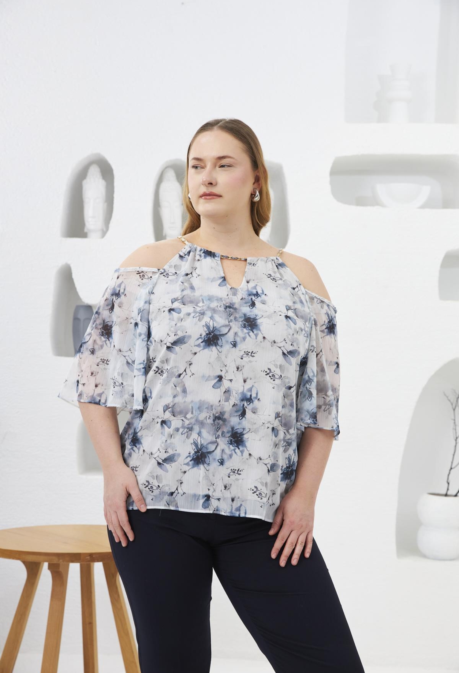 Blue Plus Size Elegant Blouse - Brand: RMG - Women & Kids, Baby Clothes Wholesale - TheBS Women