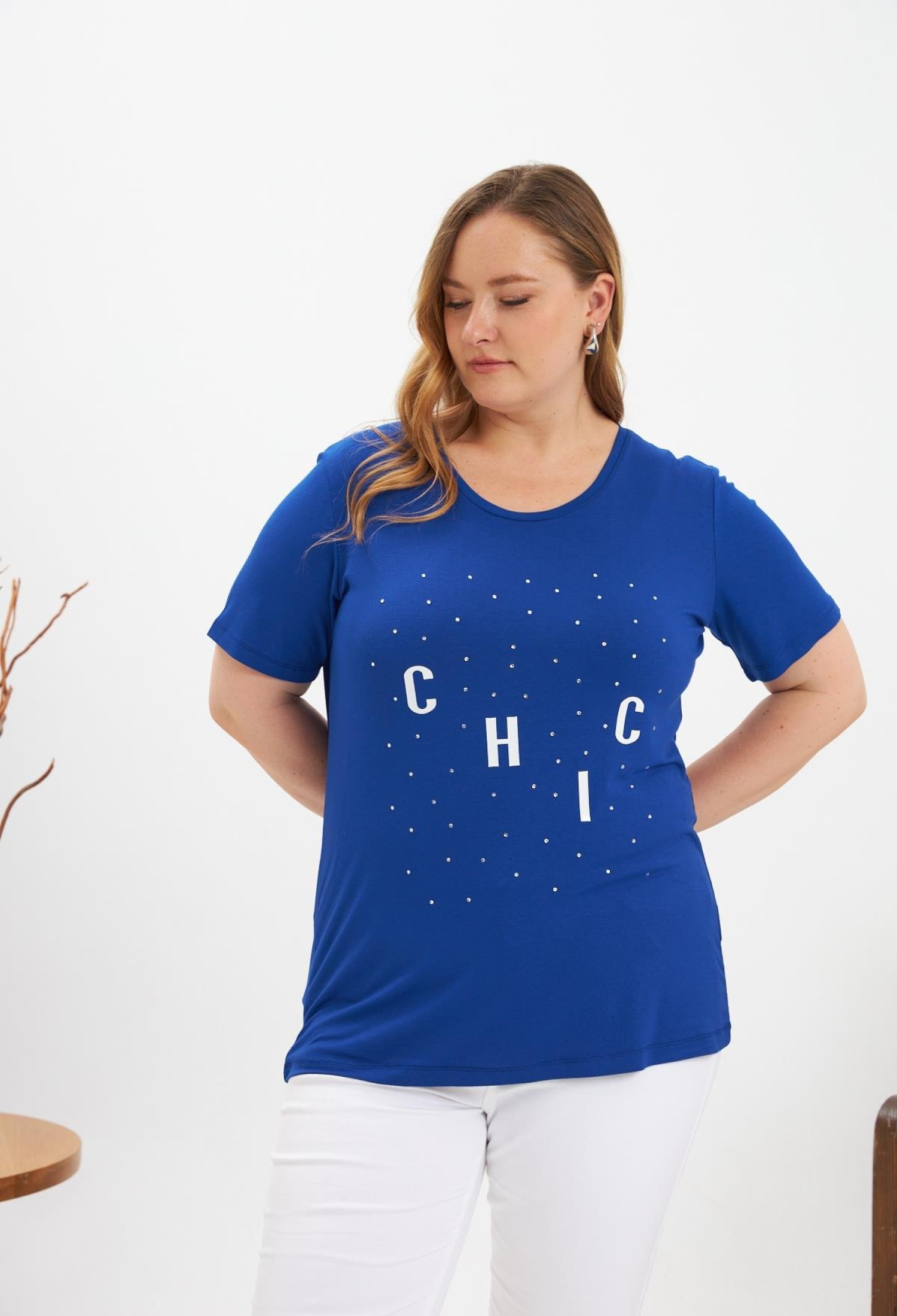 Blue Casual Plus Size Tshirt With Letter Print - Brand: RMG - Women & Kids, Baby Clothes Wholesale - TheBS Women