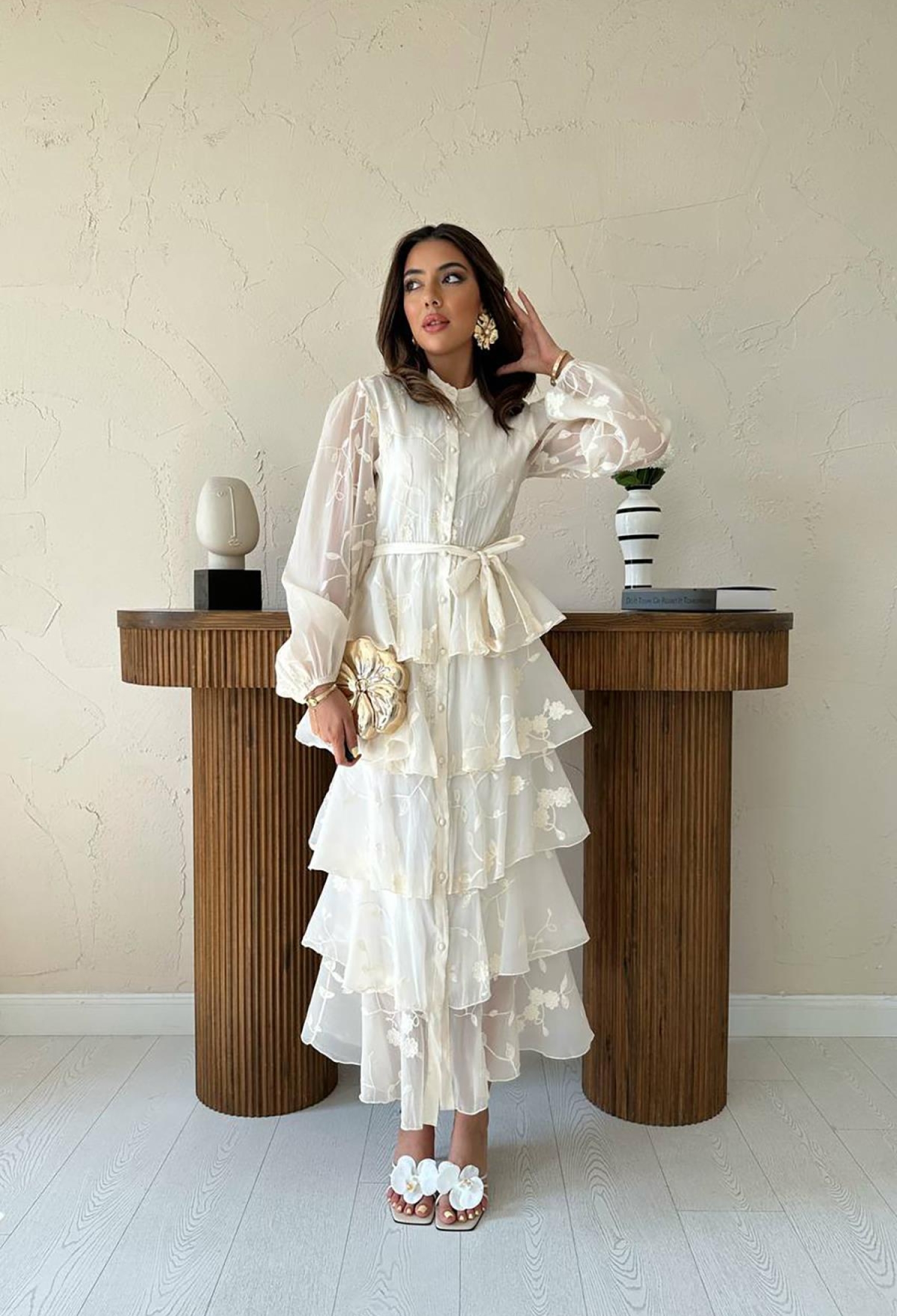 Elegant White Fit And Flare Dress - Brand: Elisa - Women & Kids, Baby Clothes Wholesale - TheBS Women