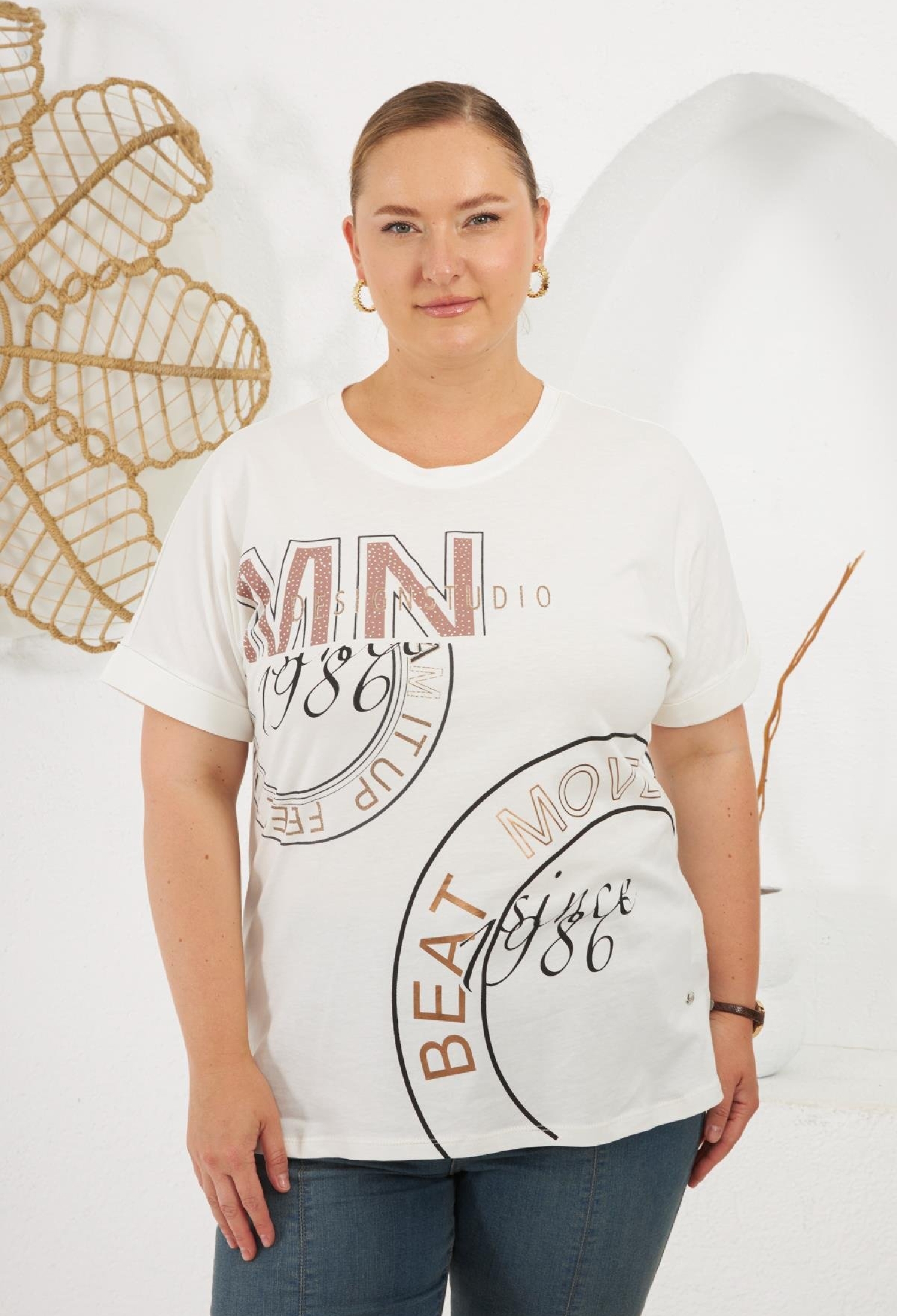 White Casual Plus Size Tshirt With Letter Print - Brand: RMG - Women & Kids, Baby Clothes Wholesale - TheBS Women