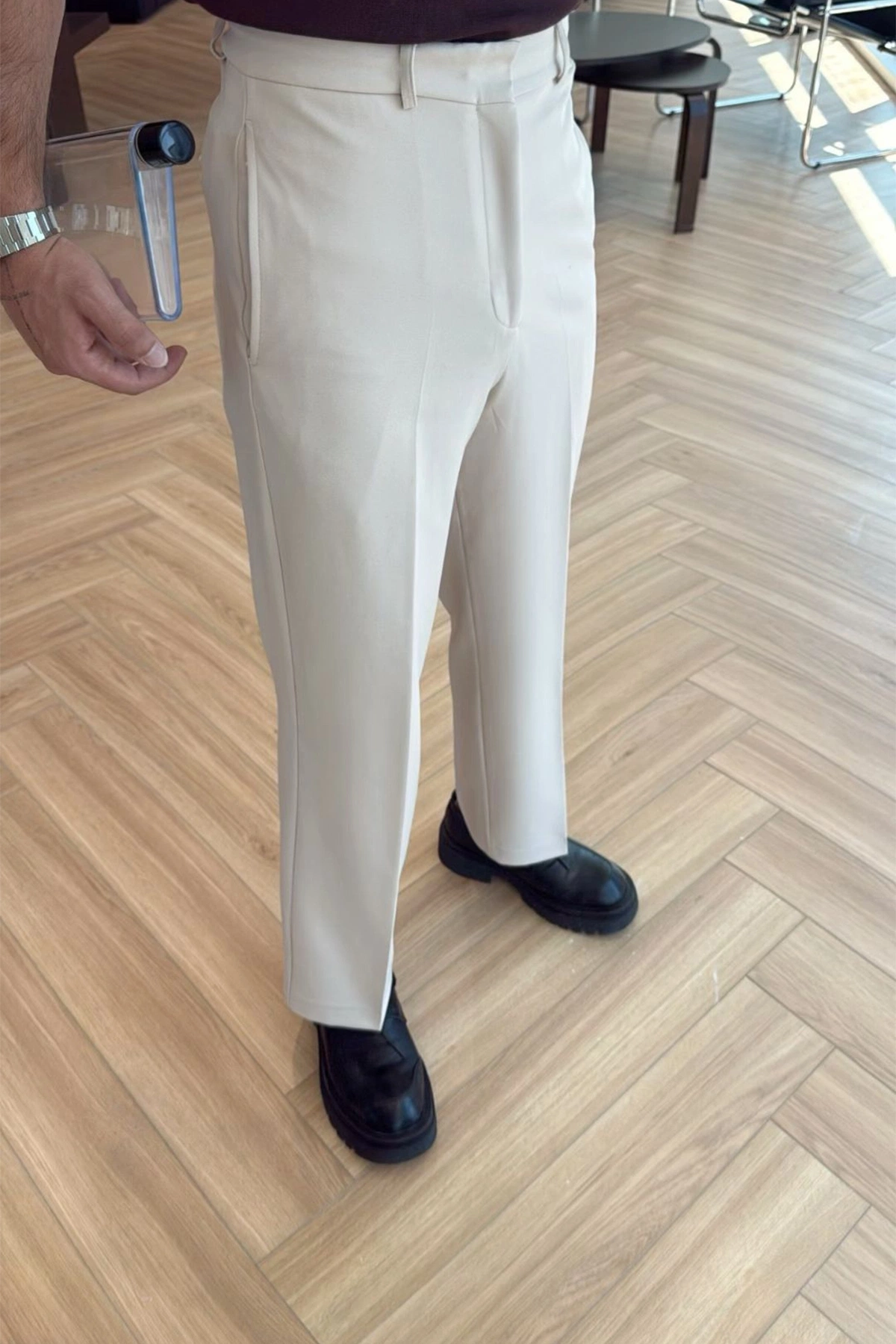 Beige Chinos Pants – Elegant Straight Leg High Waist – Brand: EYYO ATELIER – Women & Kids, Baby Clothes Wholesale – TheBS Women