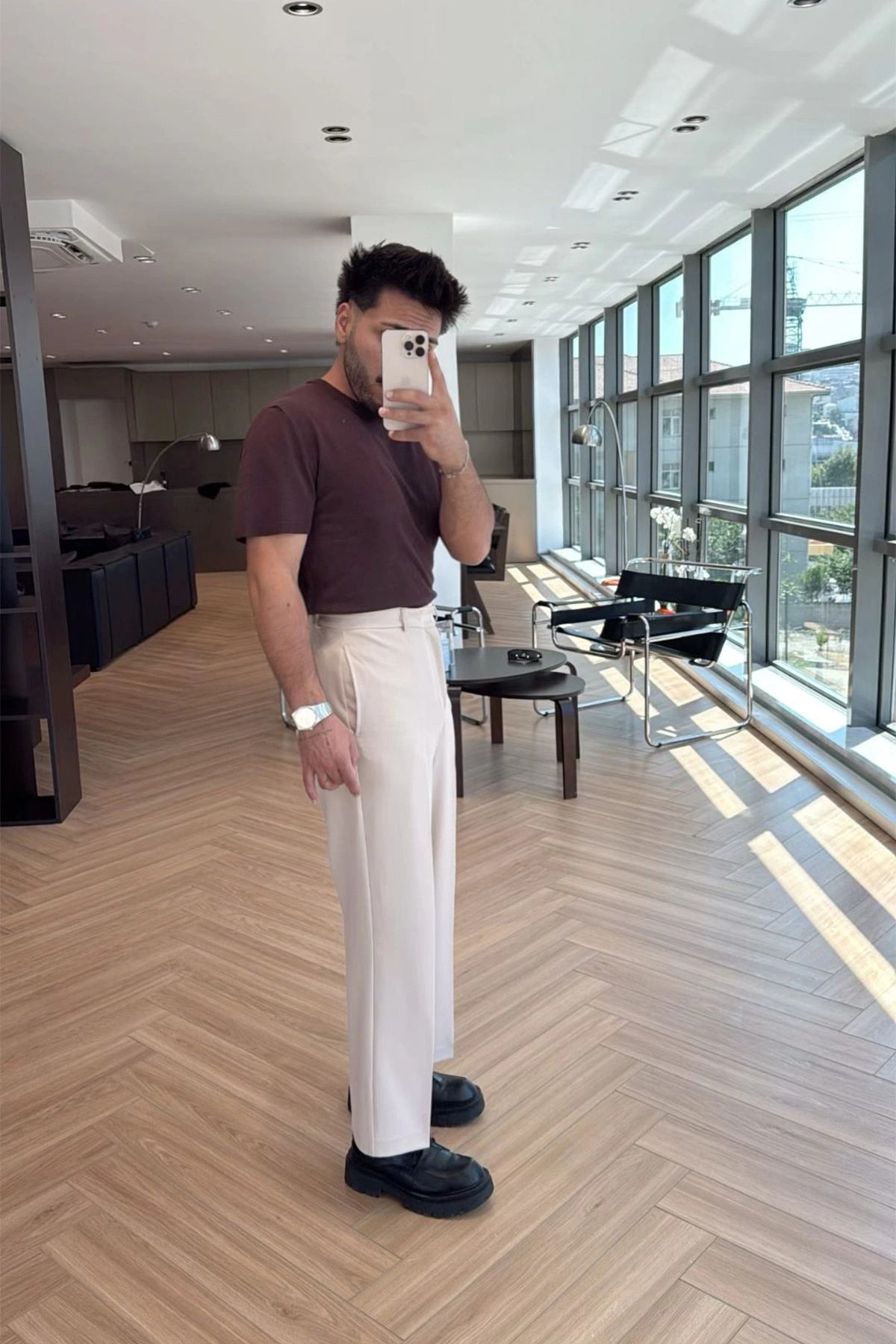 Beige Chinos Pants – Elegant Straight Leg High Waist – Brand: EYYO ATELIER – Women & Kids, Baby Clothes Wholesale – TheBS Women