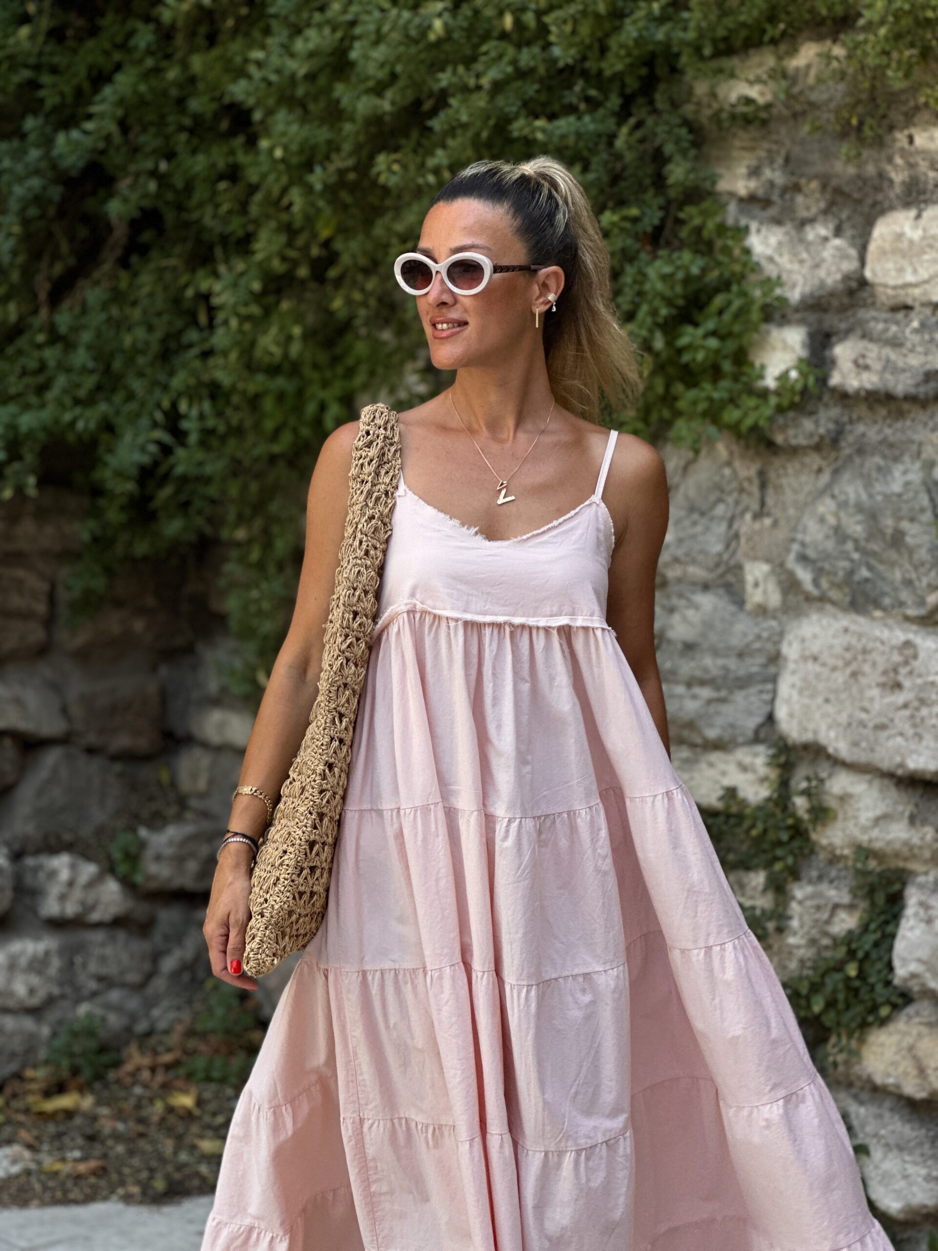 Pink Babydoll Maxi Dress With V-Neck Sleeveless Style - Brand: Cream Rouge - Women & Kids, Baby Clothes Wholesale - TheBS Women Pink Babydoll Maxi Dress With V-Neck Sleeveless Style - Brand: Cream Rouge - Women & Kids, Baby Clothes Wholesale - TheBS Women