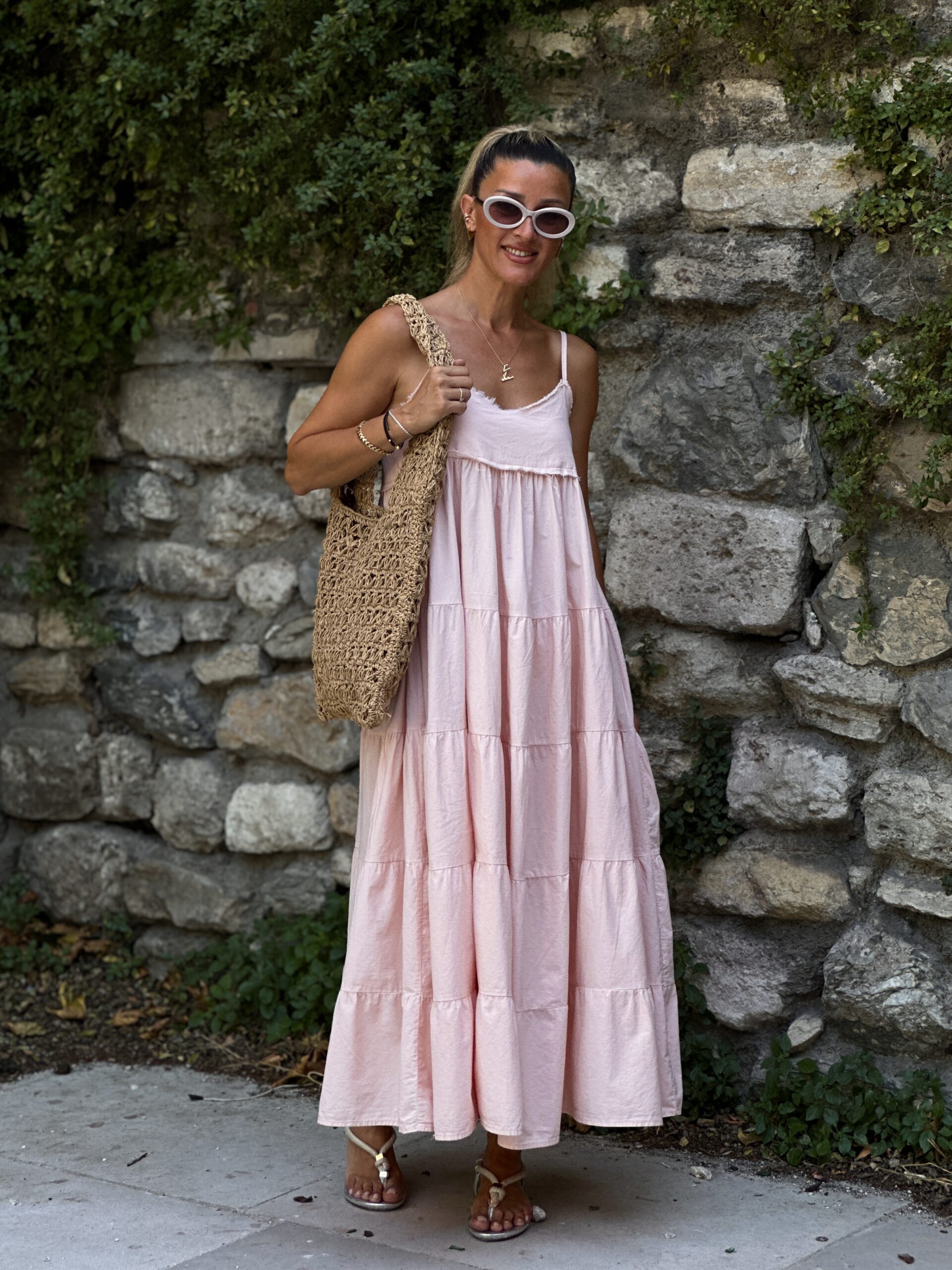 Pink Babydoll Maxi Dress With V-Neck Sleeveless Style - Brand: Cream Rouge - Women & Kids, Baby Clothes Wholesale - TheBS Women Pink Babydoll Maxi Dress With V-Neck Sleeveless Style - Brand: Cream Rouge - Women & Kids, Baby Clothes Wholesale - TheBS Women