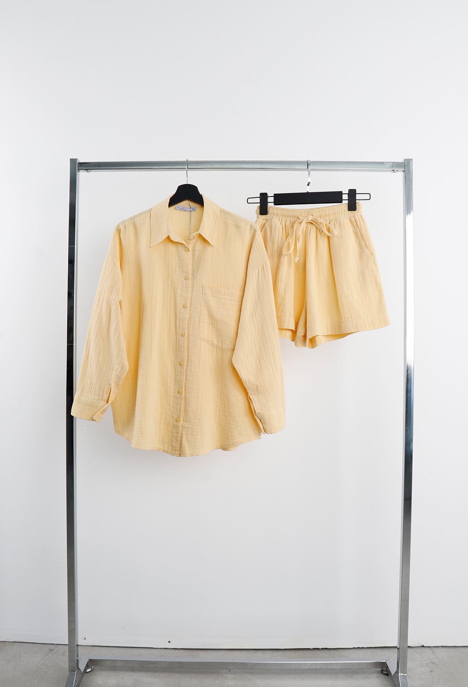 Beige High Waist Sweat Shorts With Drawstring - Brand: Cream Rouge - Women & Kids, Baby Clothes Wholesale - TheBS Women