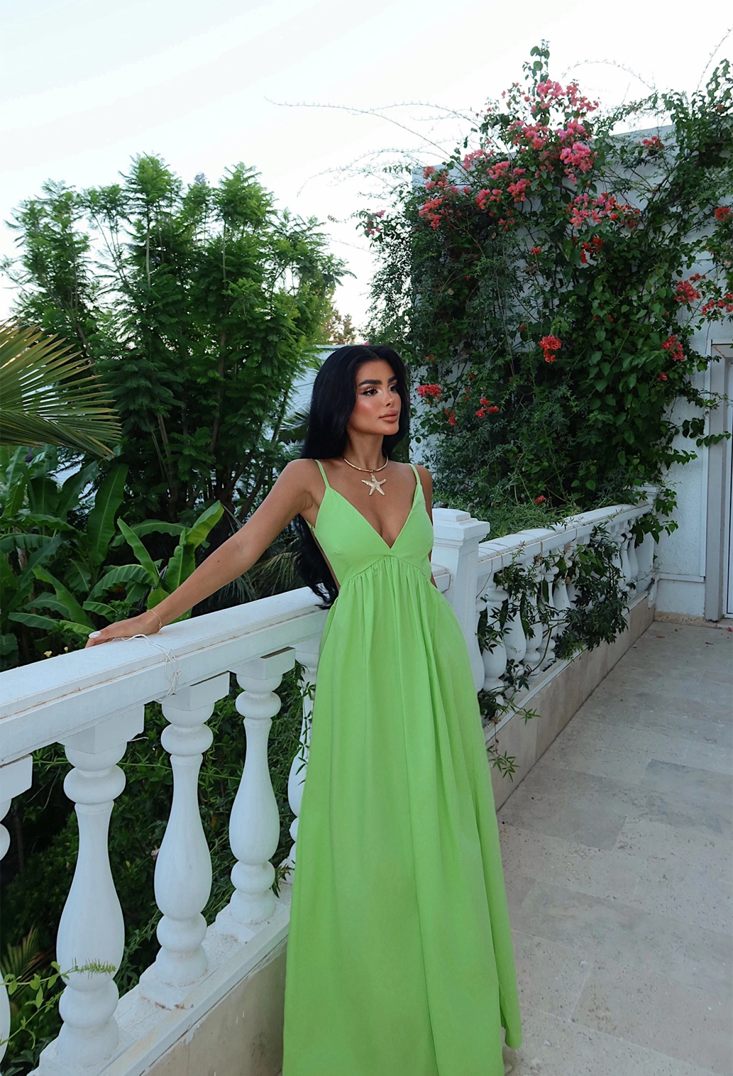 Green Sexy A-Line Dress With V-Neck And Cap Sleeves - Brand: EYYO ATELIER - Women & Kids, Baby Clothes Wholesale - TheBS Women