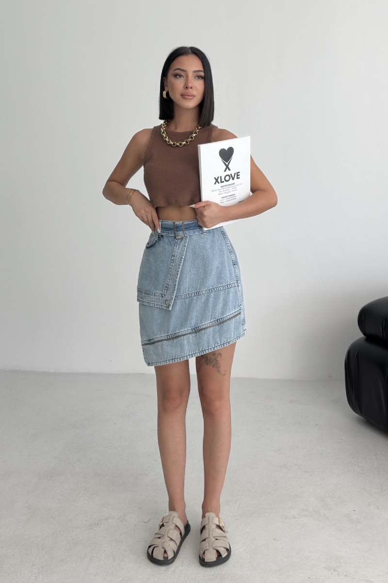 Asymmetrical Mini Skirt With Flap Pocket - Brand: XLove - Women & Kids, Baby Clothes Wholesale - TheBS Women Asymmetrical Mini Skirt With Flap Pocket - Brand: XLove - Women & Kids, Baby Clothes Wholesale - TheBS Women