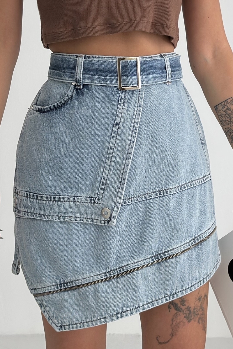 Asymmetrical Mini Skirt With Flap Pocket - Brand: XLove - Women & Kids, Baby Clothes Wholesale - TheBS Women Asymmetrical Mini Skirt With Flap Pocket - Brand: XLove - Women & Kids, Baby Clothes Wholesale - TheBS Women