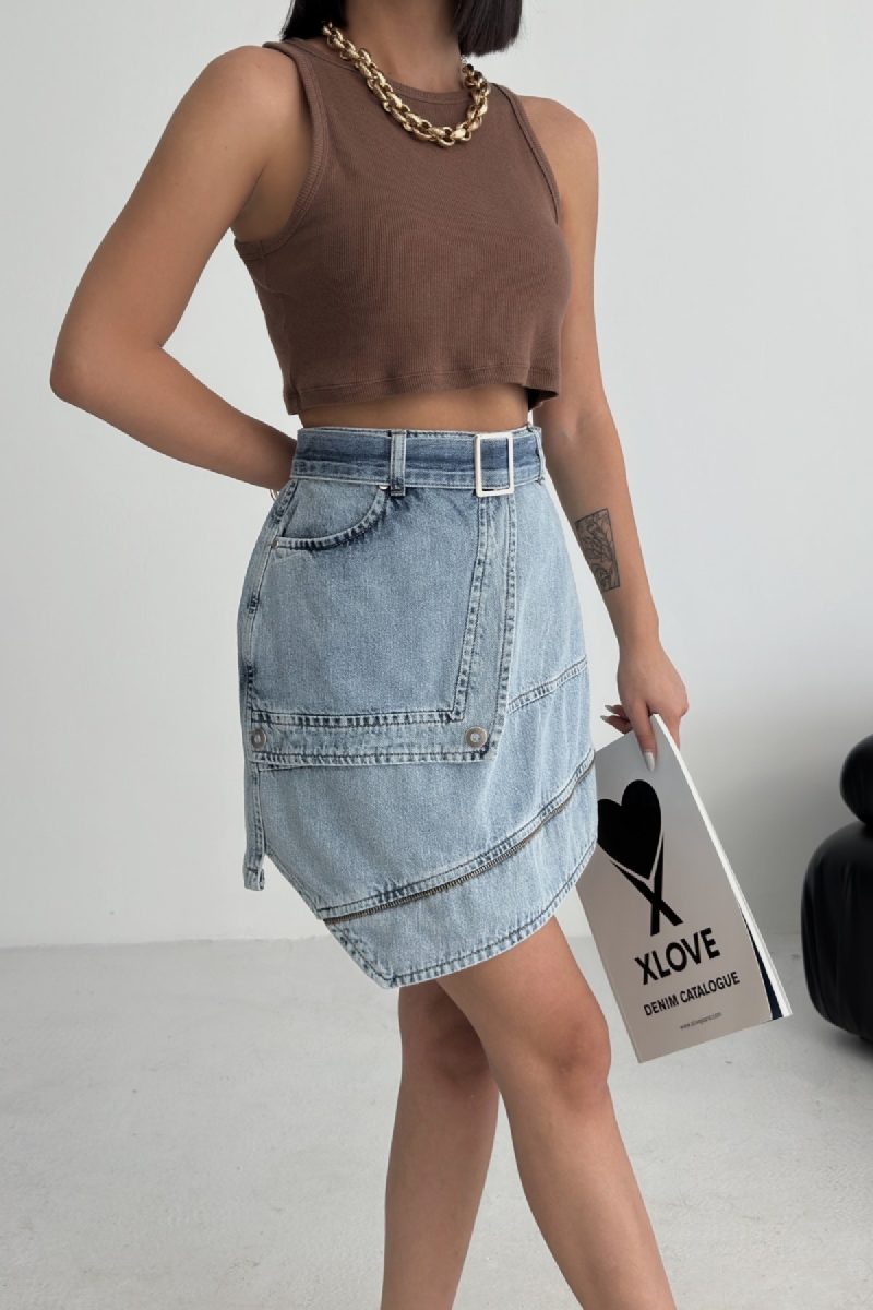 Asymmetrical Mini Skirt With Flap Pocket - Brand: XLove - Women & Kids, Baby Clothes Wholesale - TheBS Women Asymmetrical Mini Skirt With Flap Pocket - Brand: XLove - Women & Kids, Baby Clothes Wholesale - TheBS Women