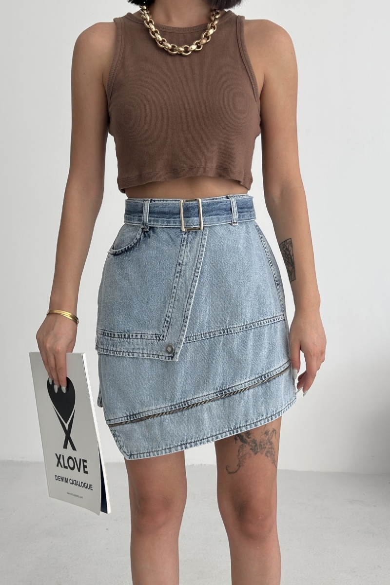 Asymmetrical Mini Skirt With Flap Pocket - Brand: XLove - Women & Kids, Baby Clothes Wholesale - TheBS Women Asymmetrical Mini Skirt With Flap Pocket - Brand: XLove - Women & Kids, Baby Clothes Wholesale - TheBS Women