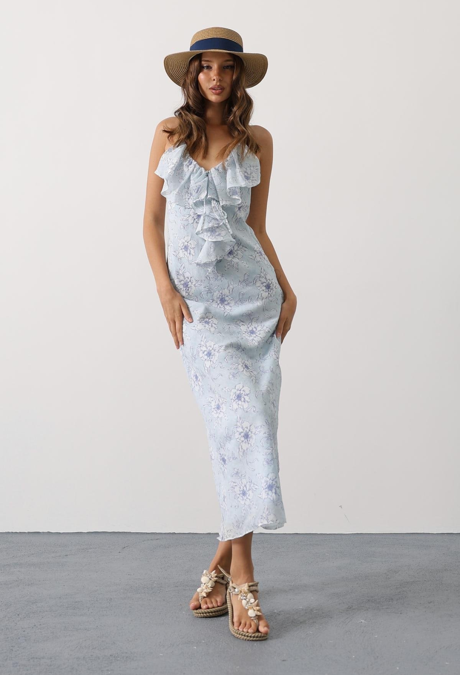 Floral Sleeveless V-Neck Maxi Slip Dress - Brand: Reyon - Women & Kids, Baby Clothes Wholesale - TheBS Women